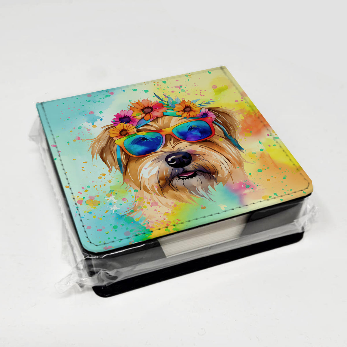 Caroline's Treasures Cairn Terrier Hippie Dawg PU Leather Note Paper Holder