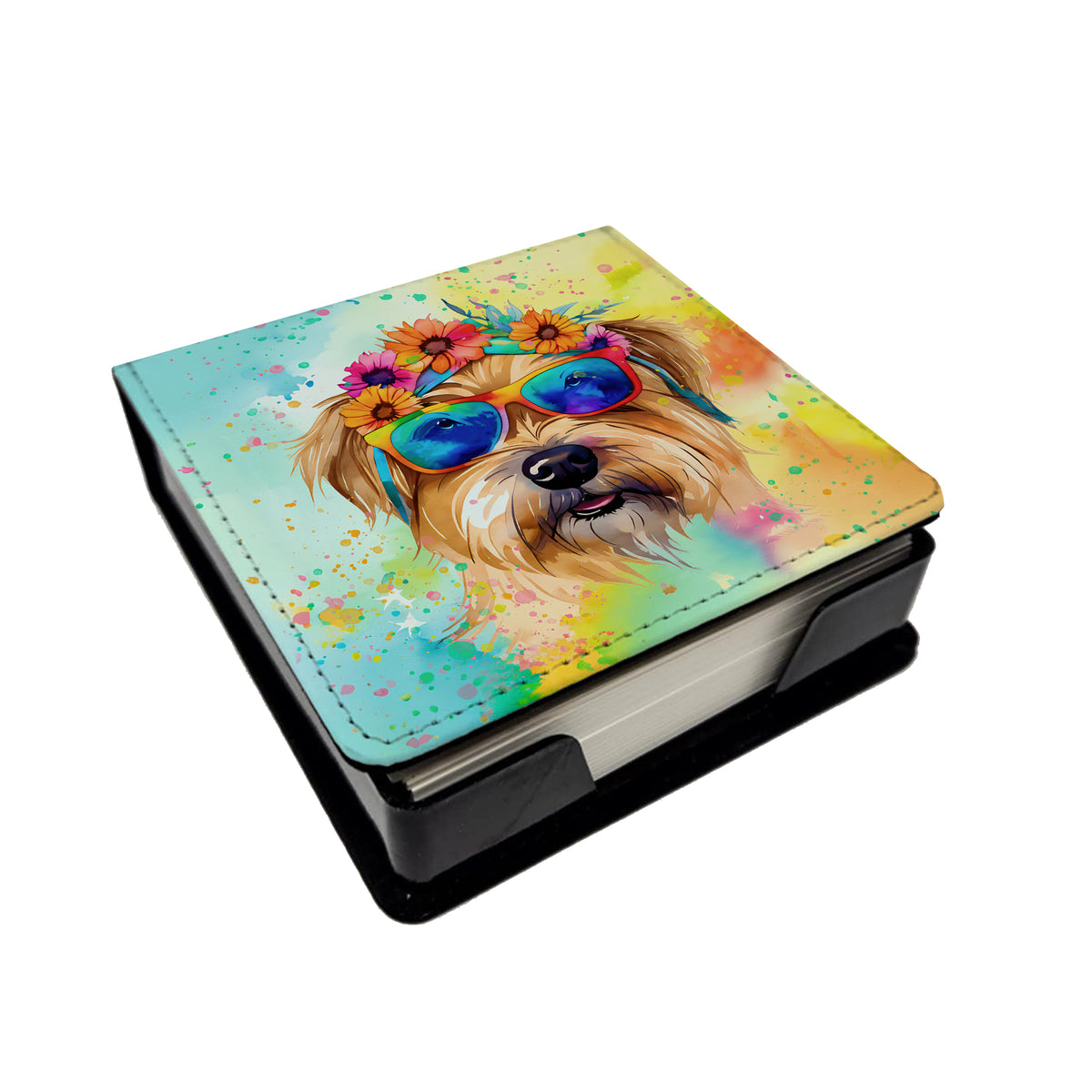 Caroline's Treasures Cairn Terrier Hippie Dawg PU Leather Note Paper Holder