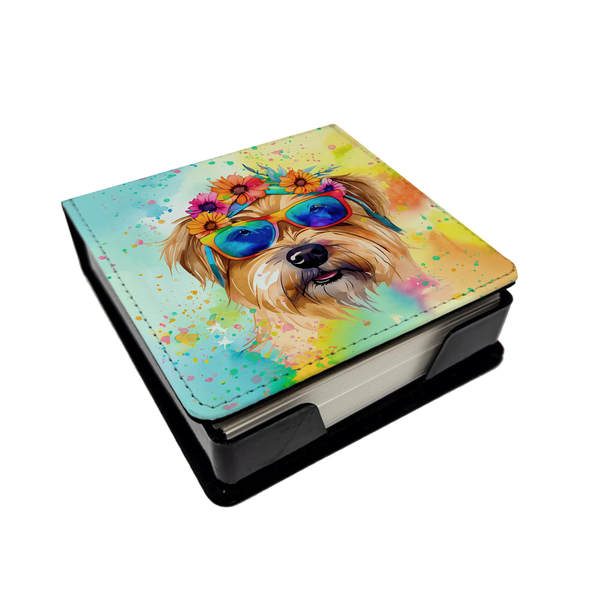 Caroline's Treasures Cairn Terrier Hippie Dawg PU Leather Note Paper Holder