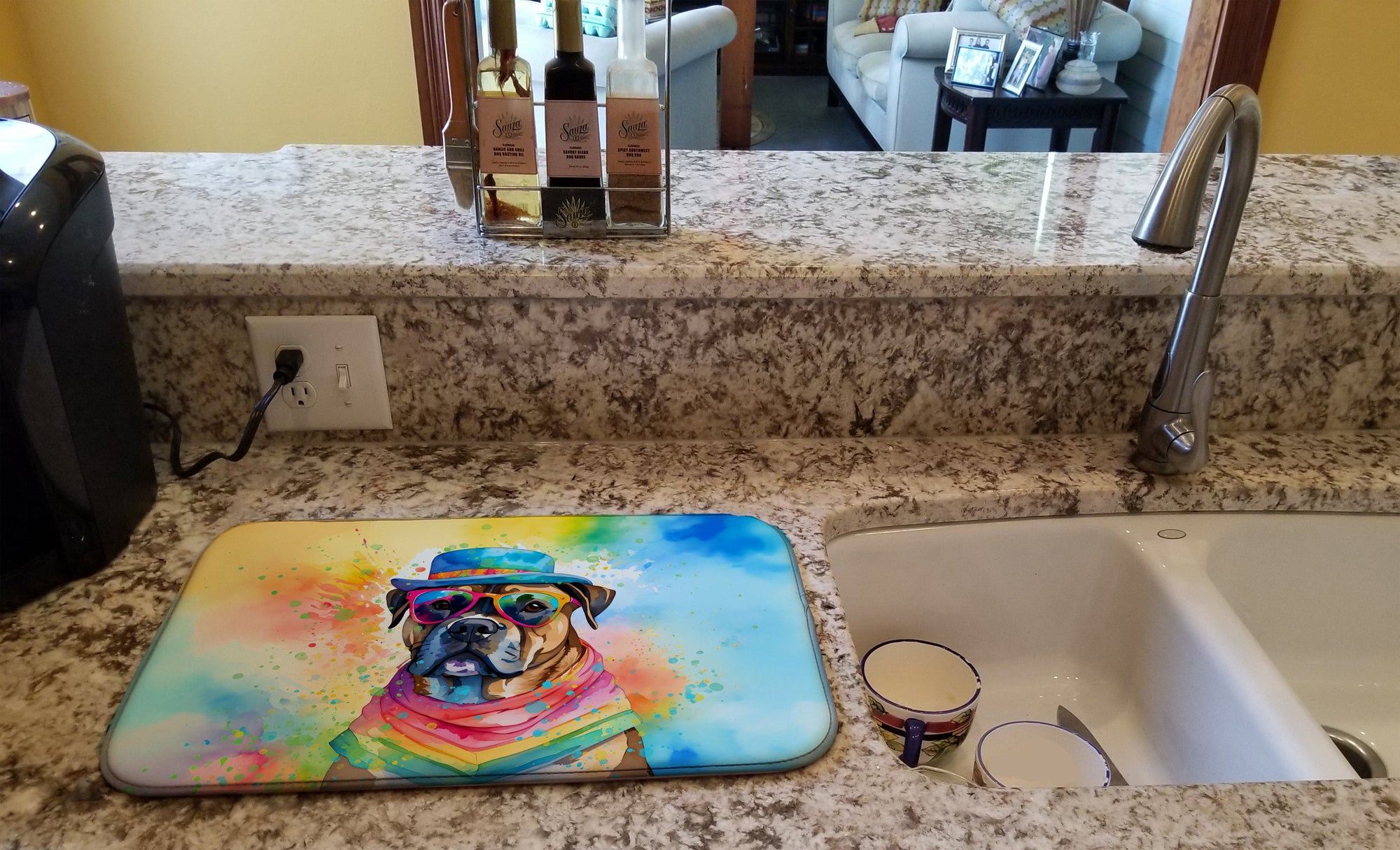 Caroline's Treasures Cane Corso Hippie Dawg Dish Drying Mat