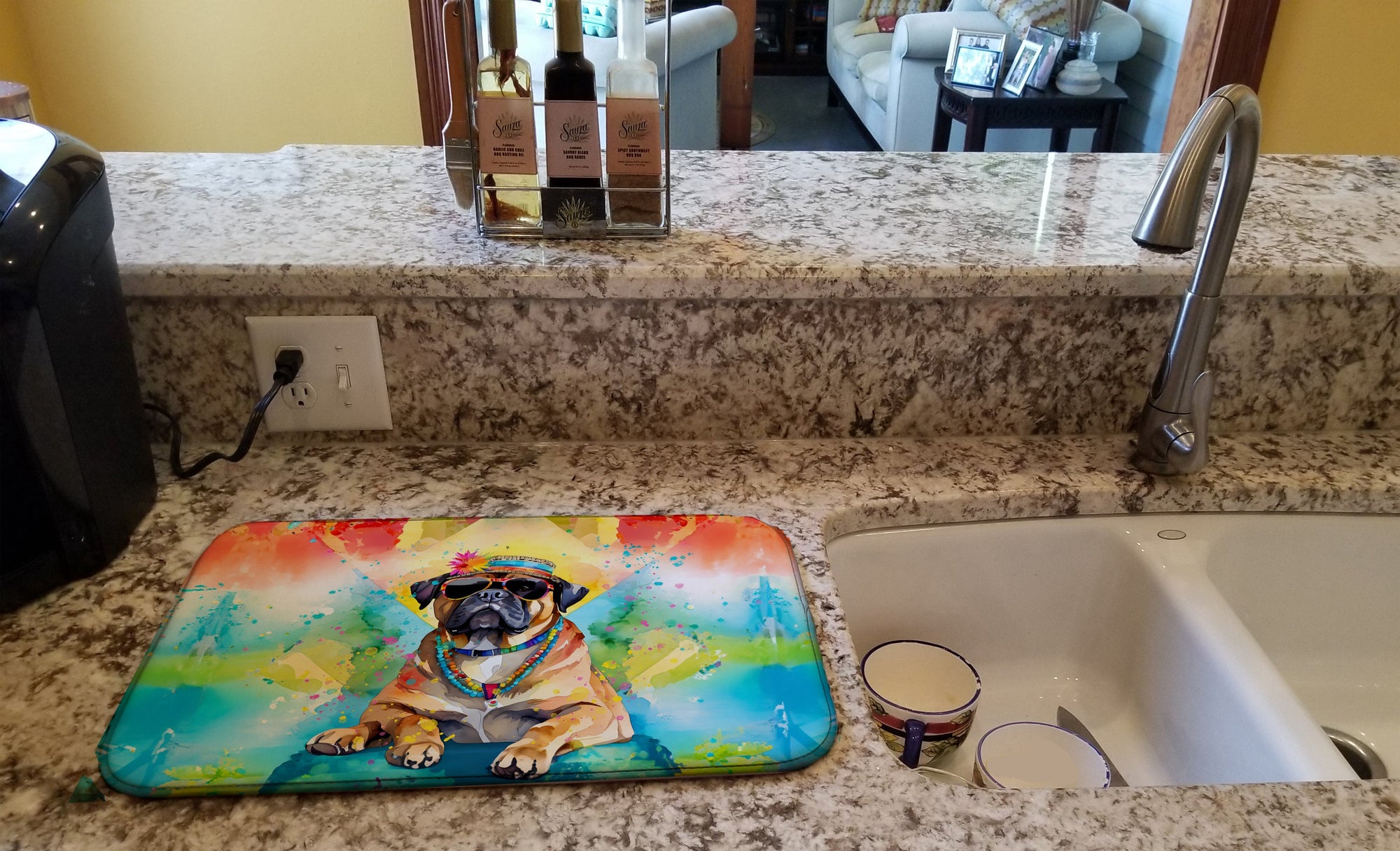 Caroline's Treasures Cane Corso Hippie Dawg Dish Drying Mat