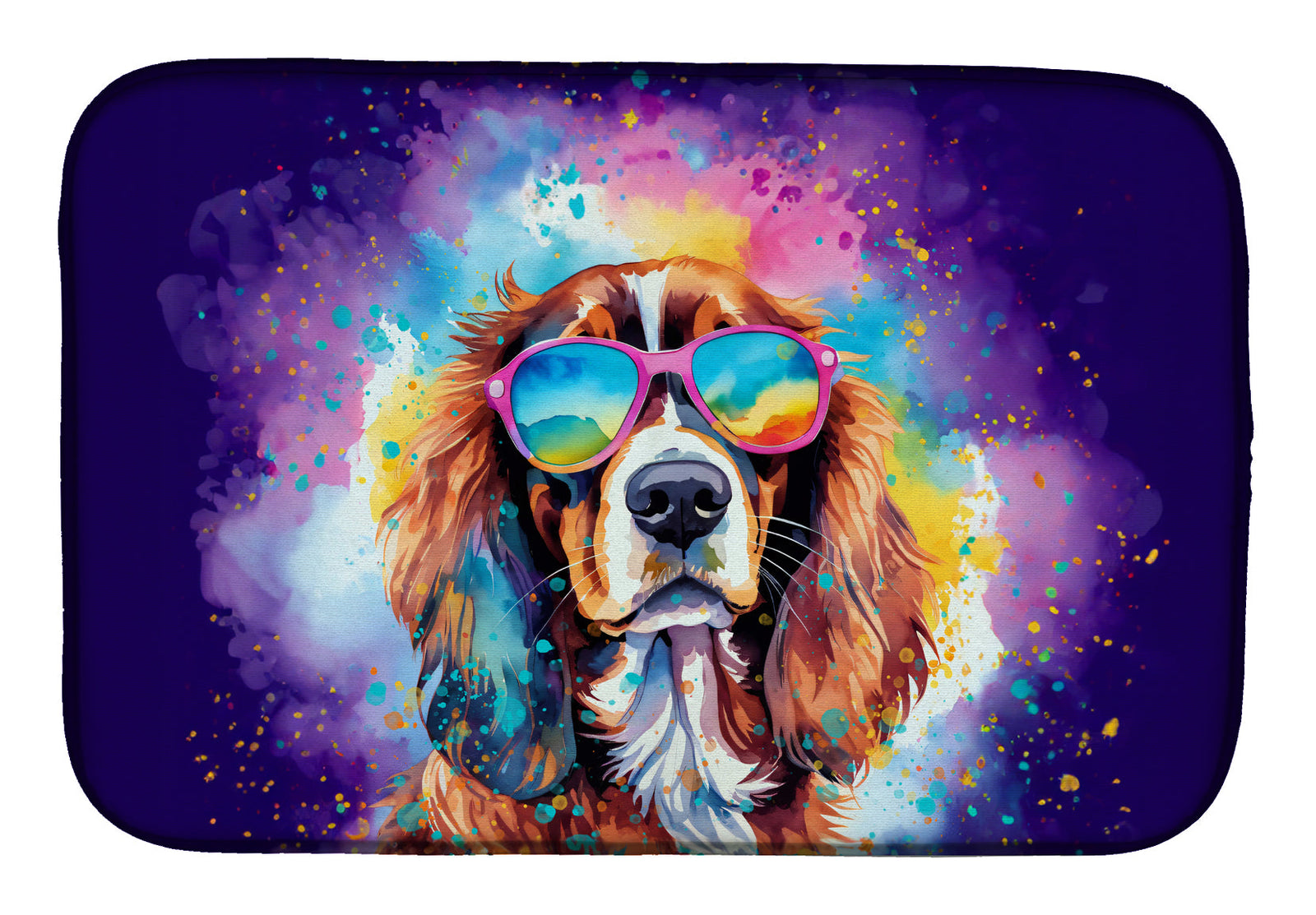 Caroline's Treasures Cavalier Spaniel Hippie Dawg Dish Drying Mat