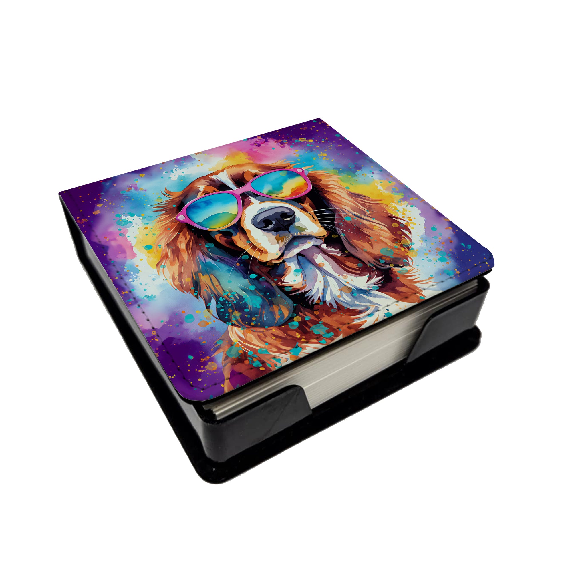 Caroline's Treasures Cavalier Spaniel Hippie Dawg PU Leather Note Paper Holder