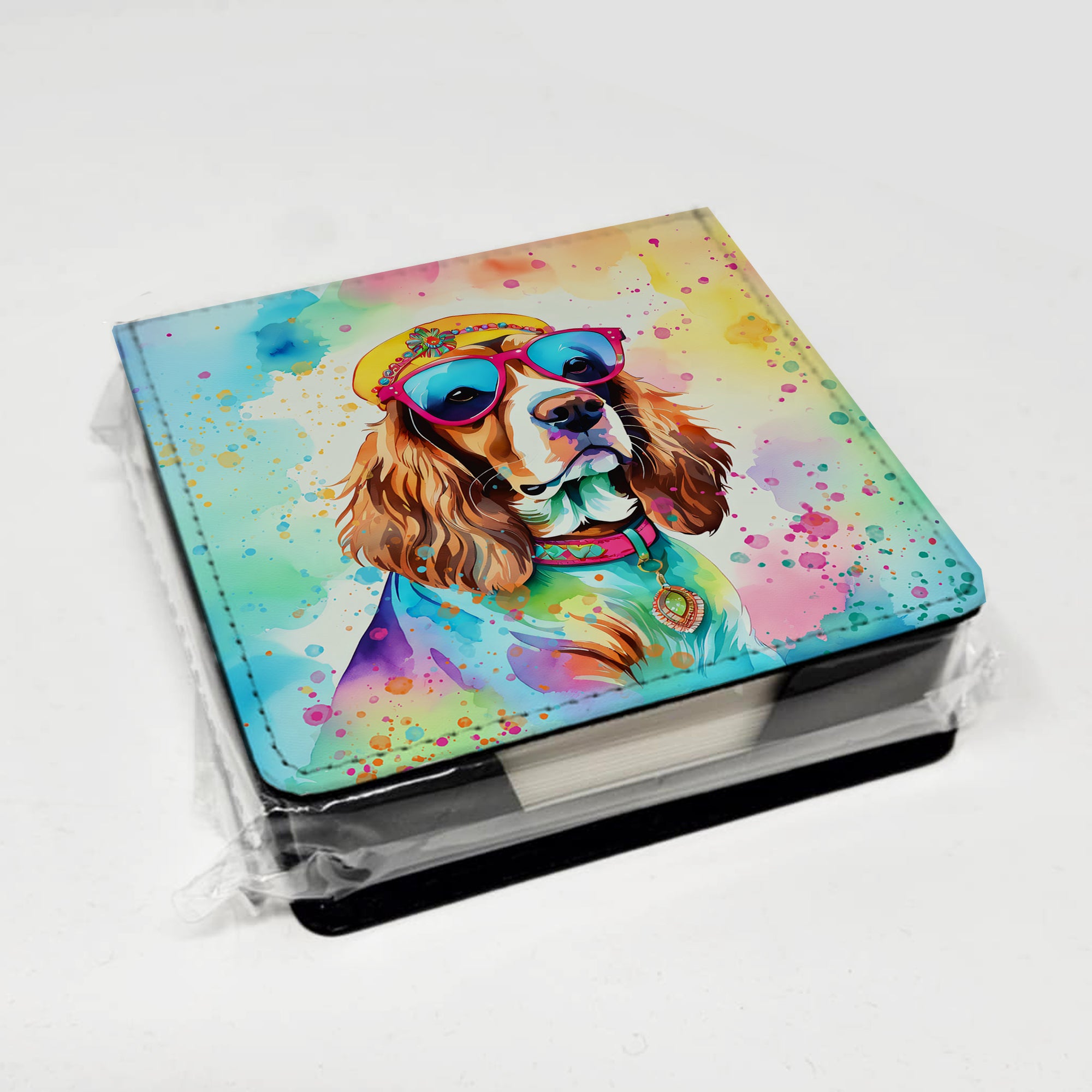 Caroline's Treasures Cavalier Spaniel Hippie Dawg PU Leather Note Paper Holder