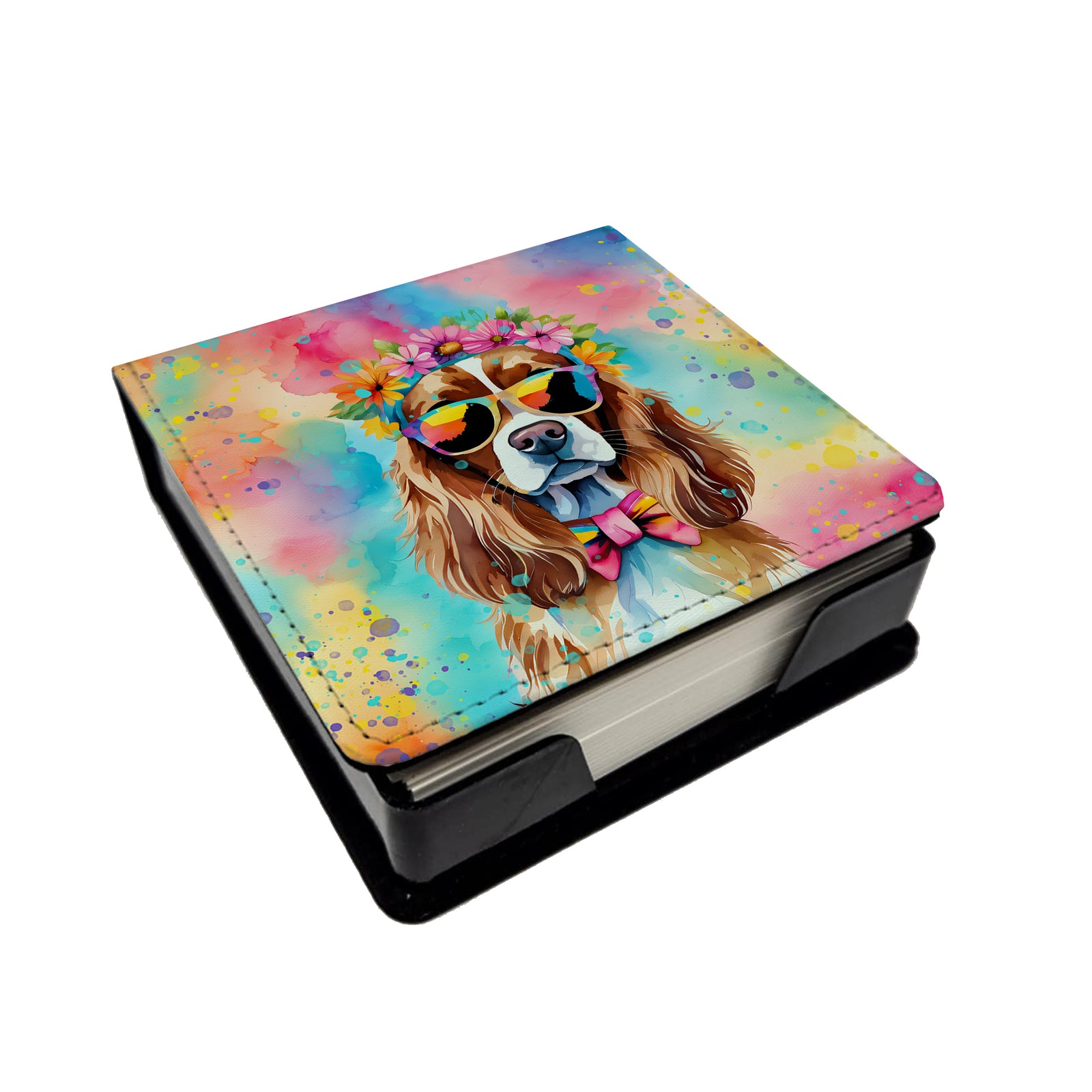 Caroline's Treasures Cavalier Spaniel Hippie Dawg PU Leather Note Paper Holder