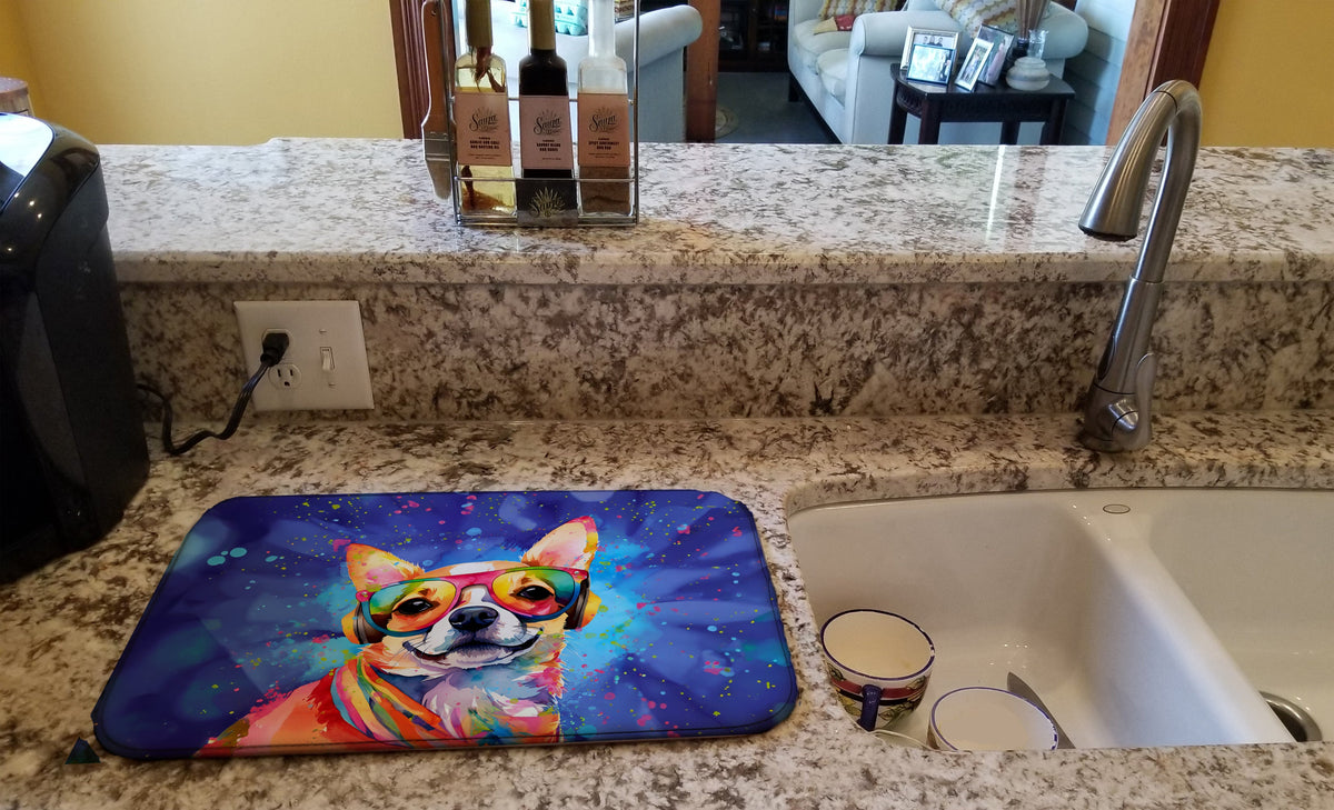 Caroline's Treasures Chihuahua Hippie Dawg Dish Drying Mat
