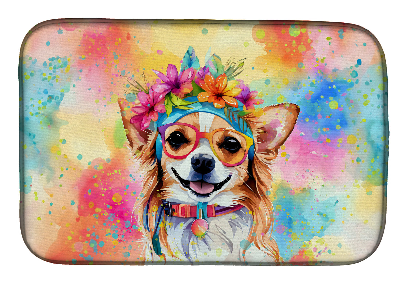 Caroline's Treasures Chihuahua Hippie Dawg Dish Drying Mat