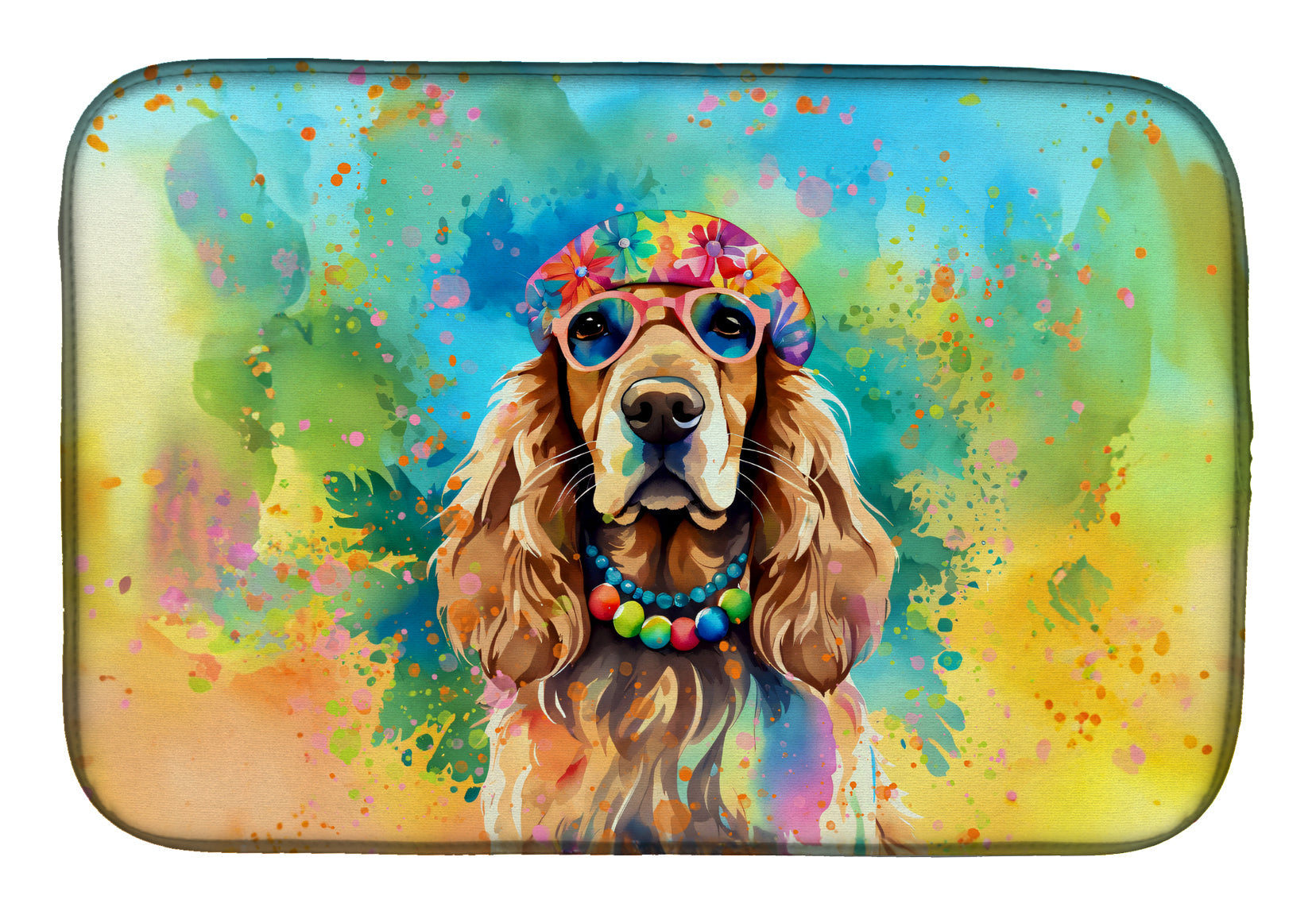 Caroline's Treasures Cocker Spaniel Hippie Dawg Dish Drying Mat