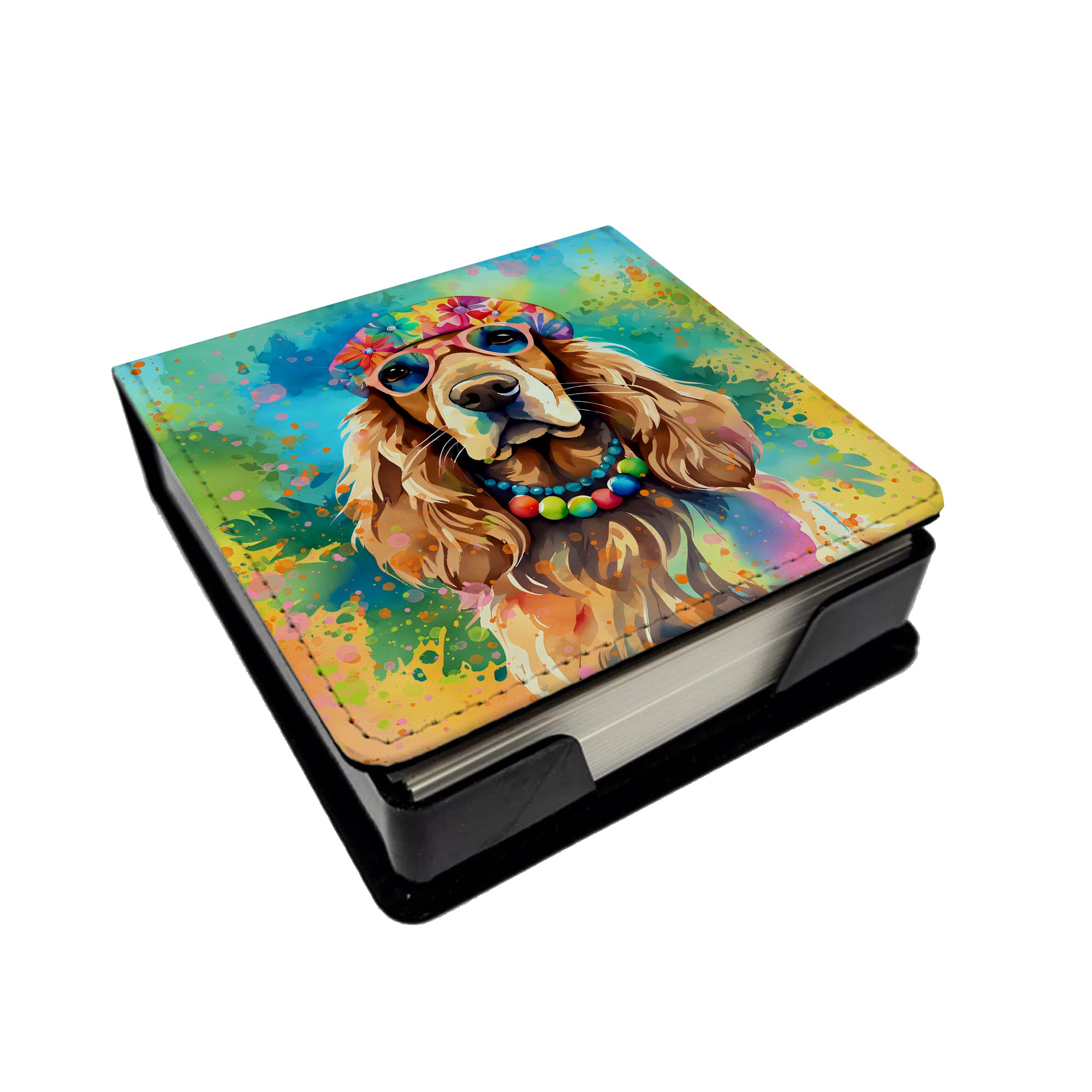 Caroline's Treasures Cocker Spaniel Hippie Dawg PU Leather Note Paper Holder