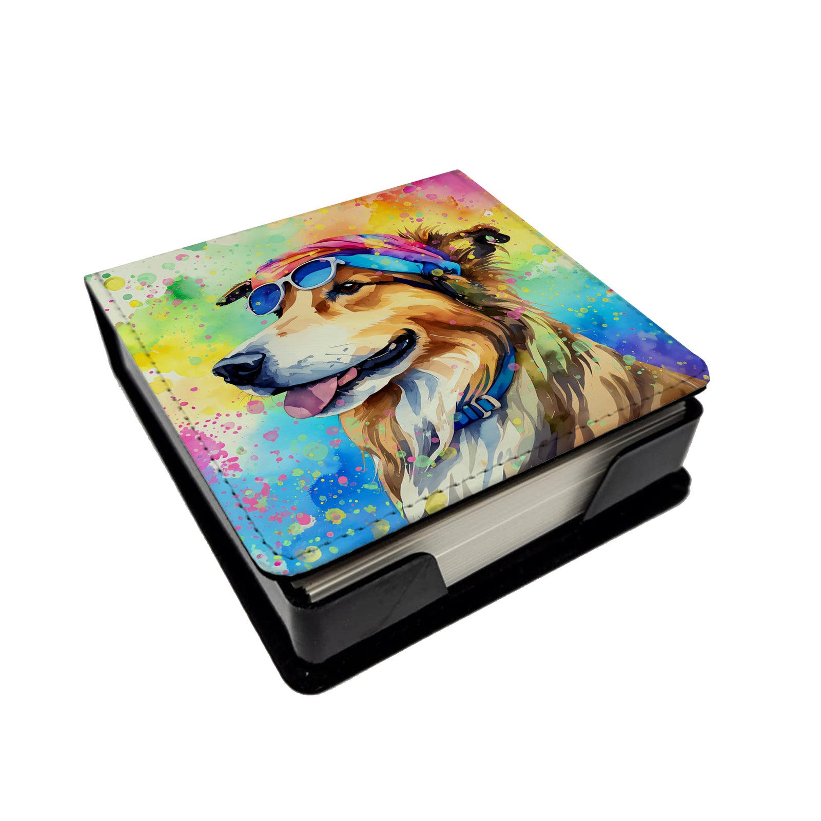 Caroline's Treasures Collie Hippie Dawg PU Leather Note Paper Holder