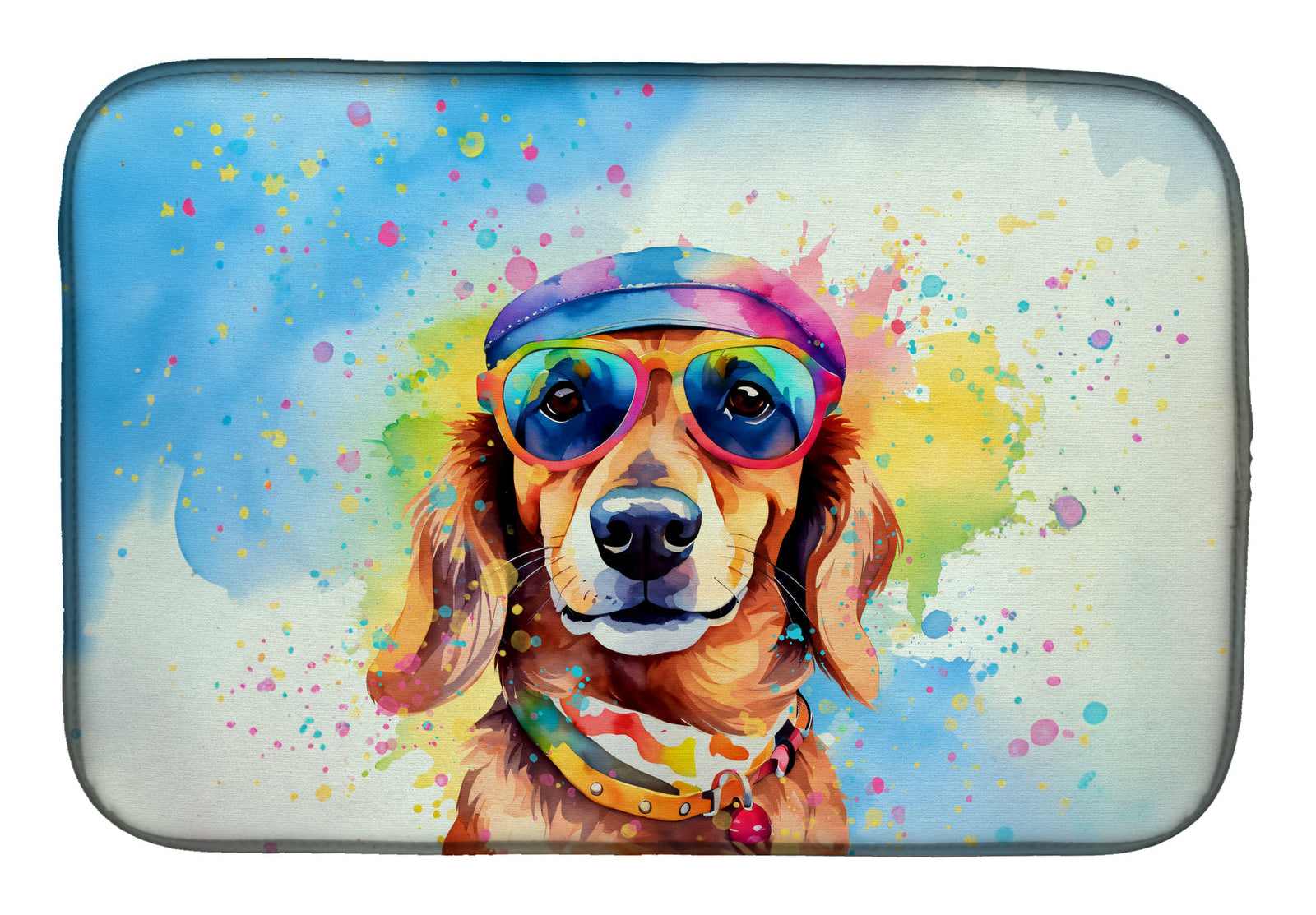 Caroline's Treasures Dachshund Hippie Dawg Dish Drying Mat