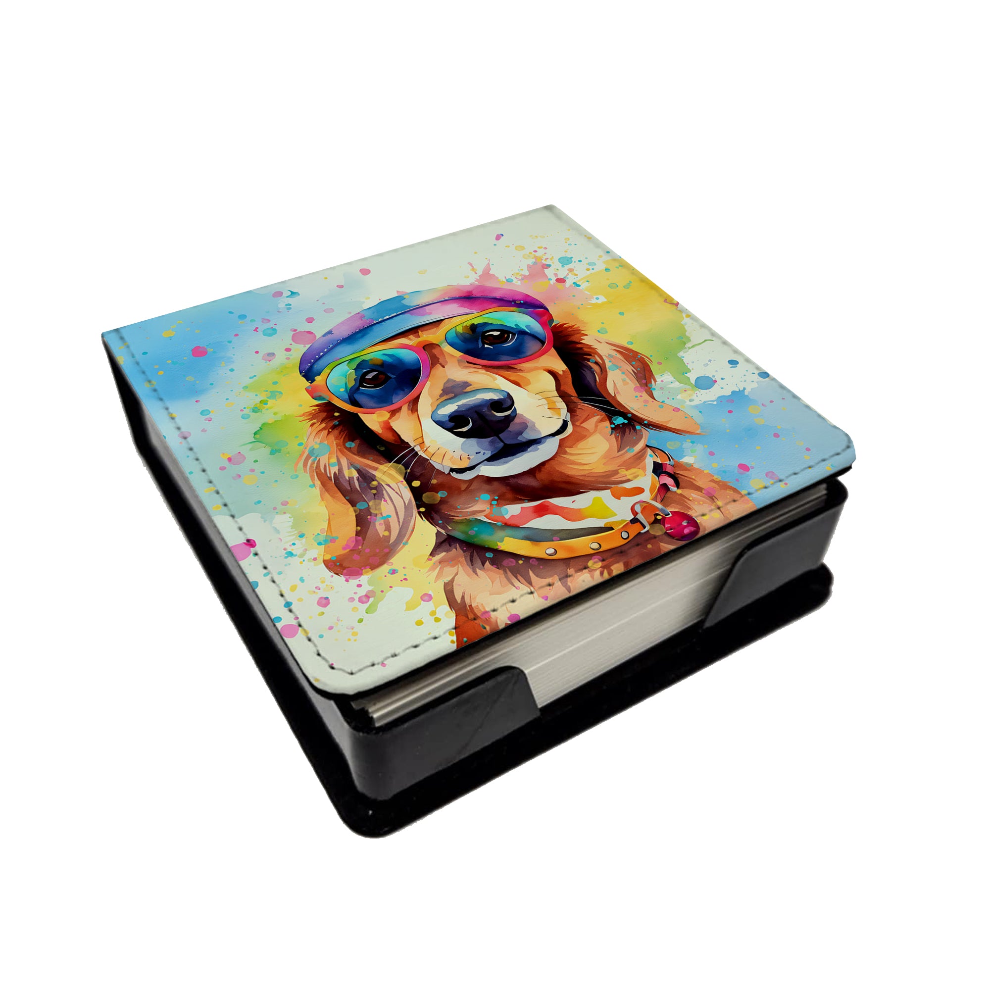 Caroline's Treasures Dachshund Hippie Dawg PU Leather Note Paper Holder