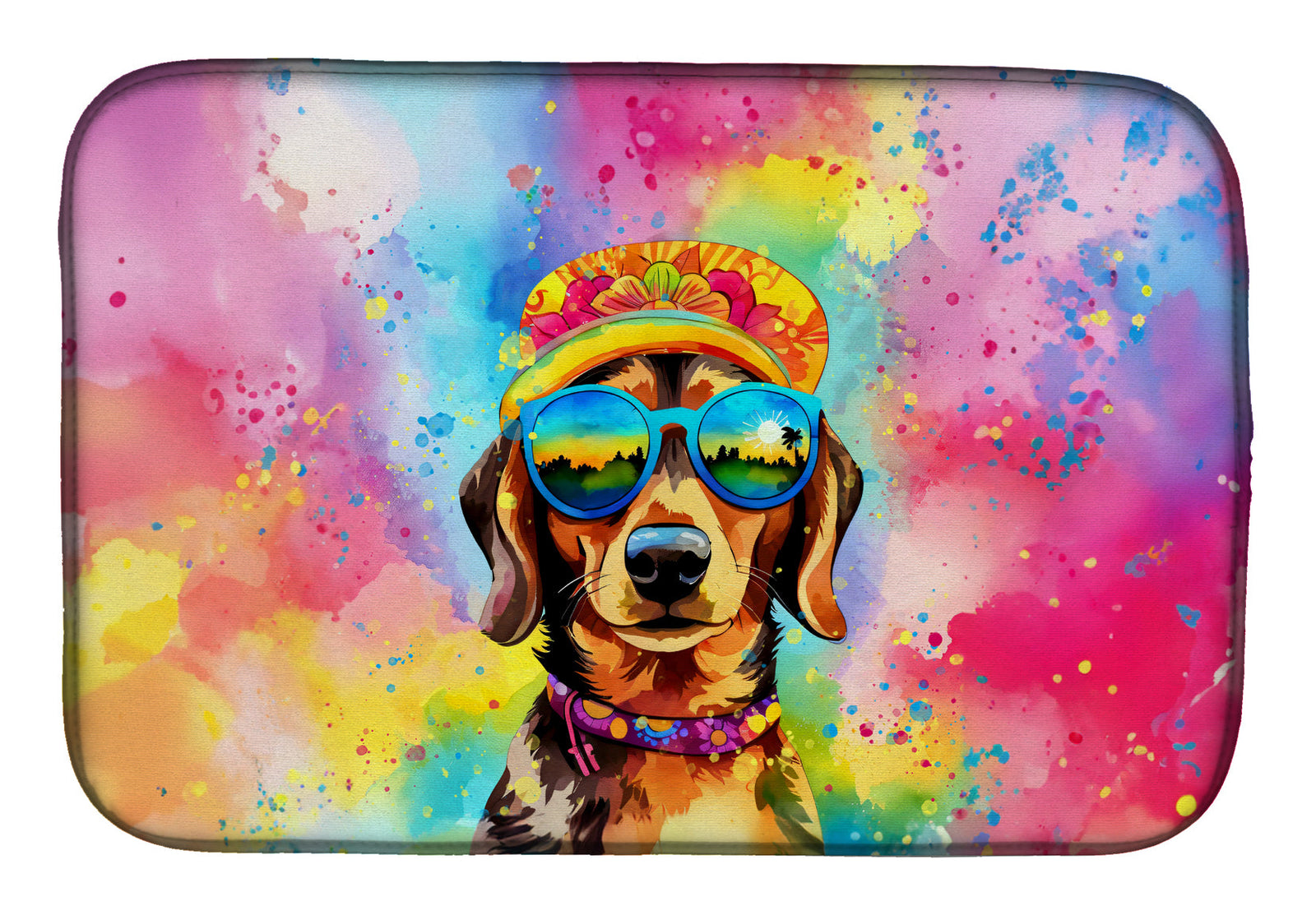 Caroline's Treasures Dachshund Hippie Dawg Dish Drying Mat
