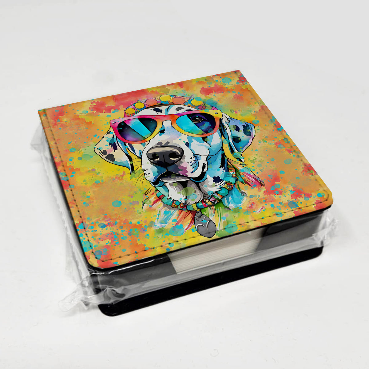Caroline's Treasures Dalmatian Hippie Dawg PU Leather Note Paper Holder