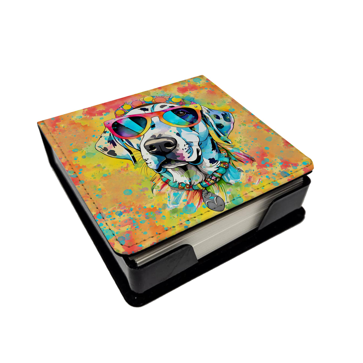 Caroline's Treasures Dalmatian Hippie Dawg PU Leather Note Paper Holder