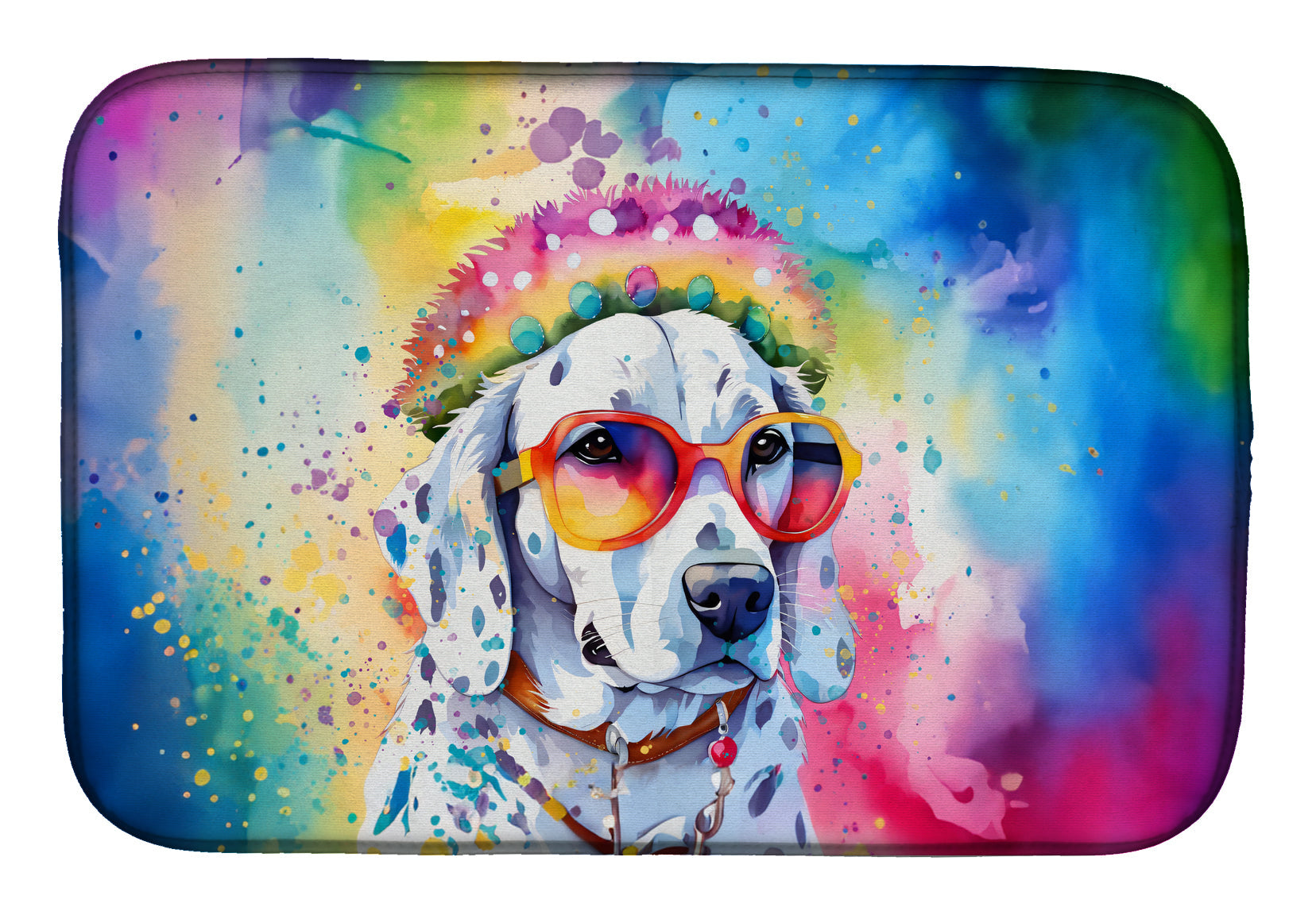 Caroline's Treasures Dalmatian Hippie Dawg Dish Drying Mat