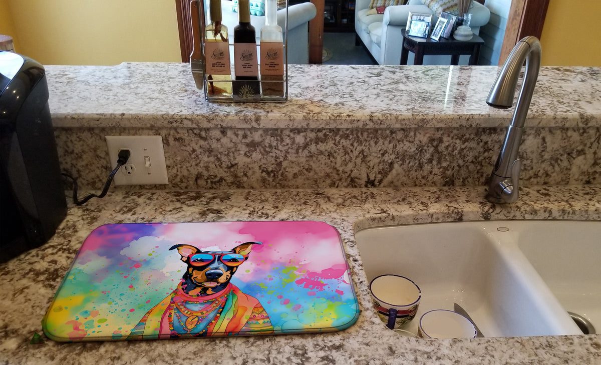 Caroline's Treasures Doberman Pinscher Hippie Dawg Dish Drying Mat