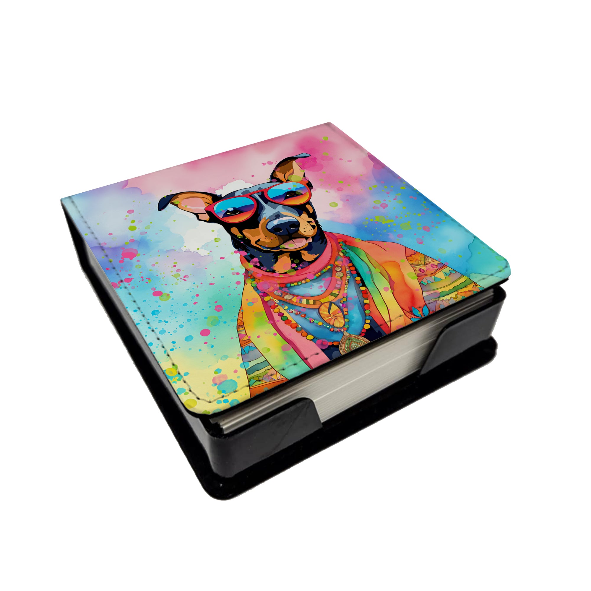 Caroline's Treasures Doberman Pinscher Hippie Dawg PU Leather Note Paper Holder