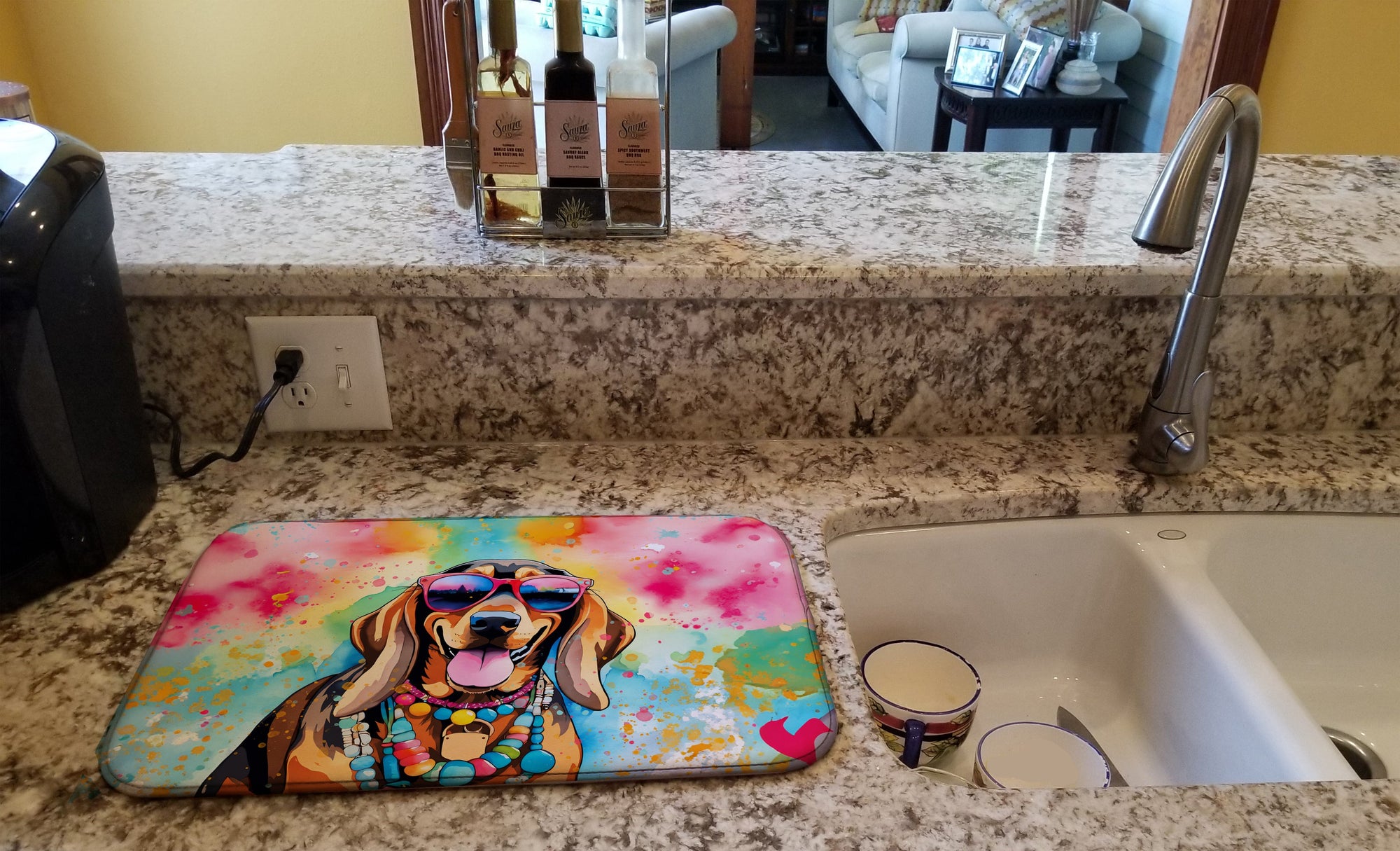 Caroline's Treasures Doberman Pinscher Hippie Dawg Dish Drying Mat