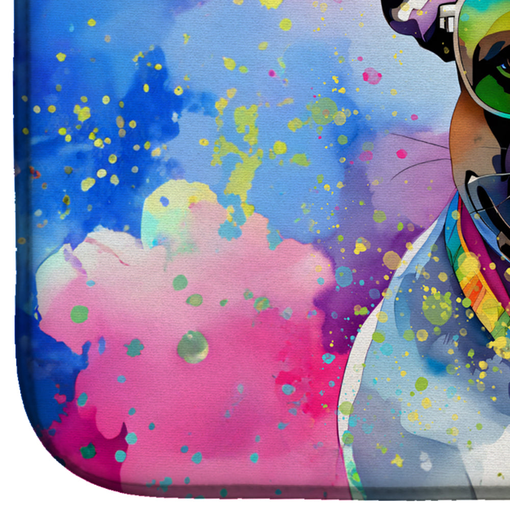 Caroline's Treasures French Bulldog Hippie Dawg Dish Drying Mat