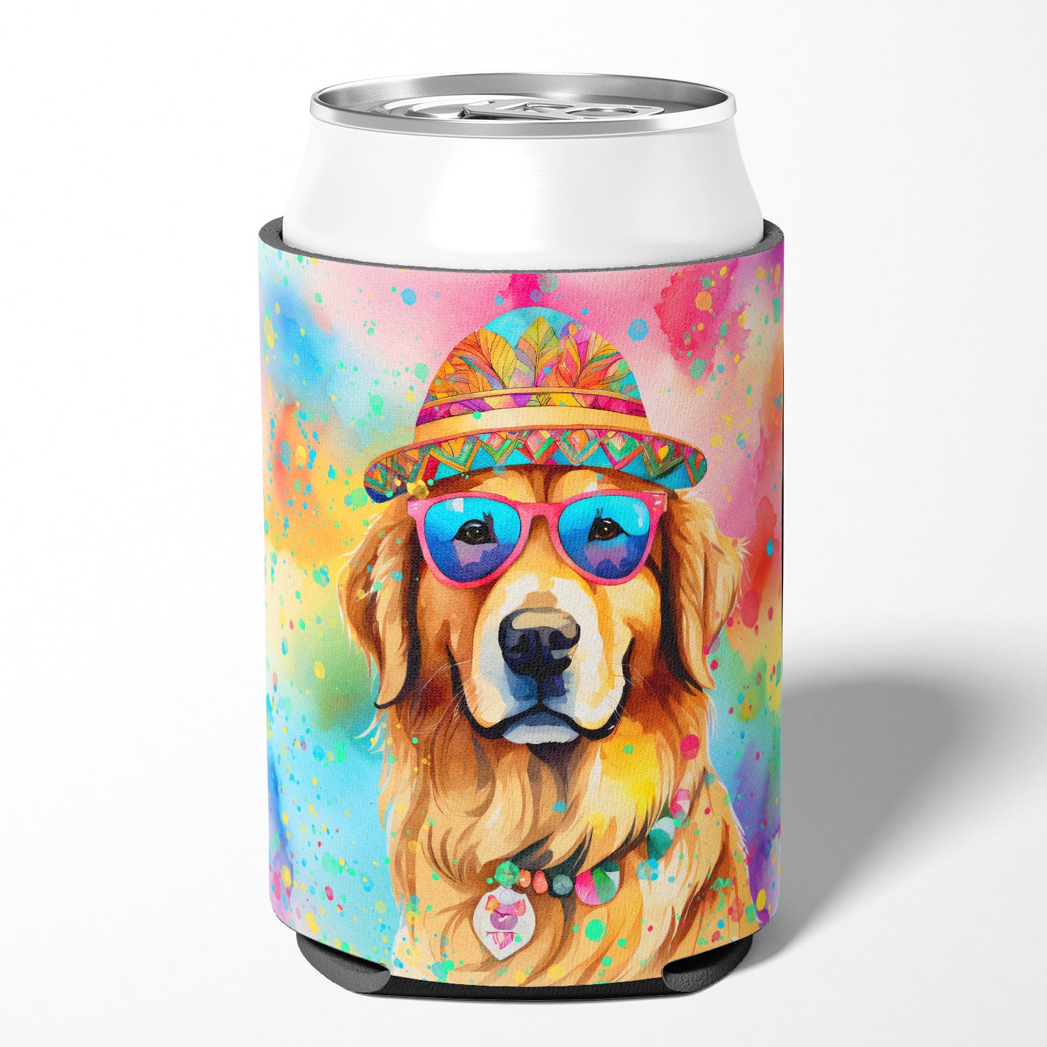 Caroline's Treasures Golden Retriever Hippie Dawg Can or Bottle Hugger