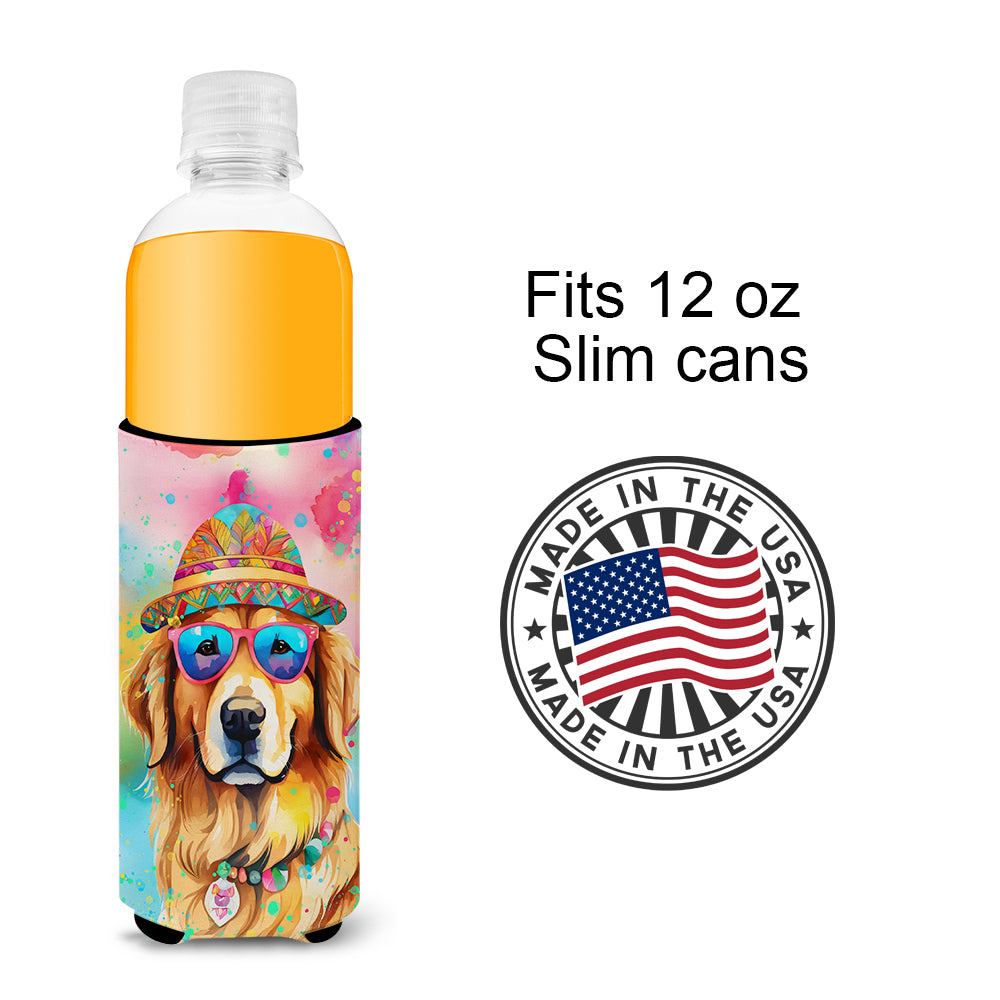 Golden Retriever Hippie Dawg Hugger for Ultra Slim Cans