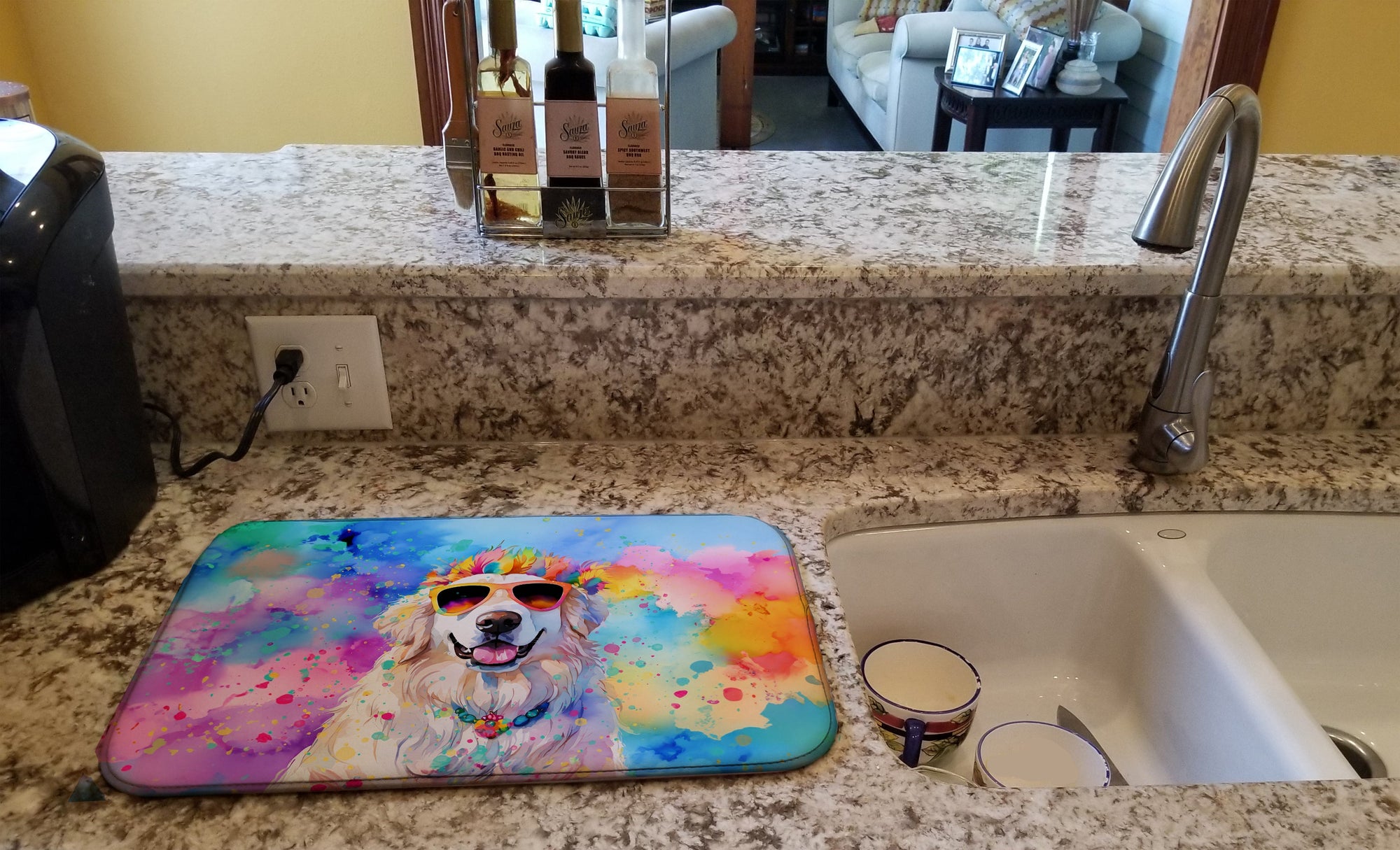 Caroline's Treasures Great Pyrenees Hippie Dawg Dish Drying Mat