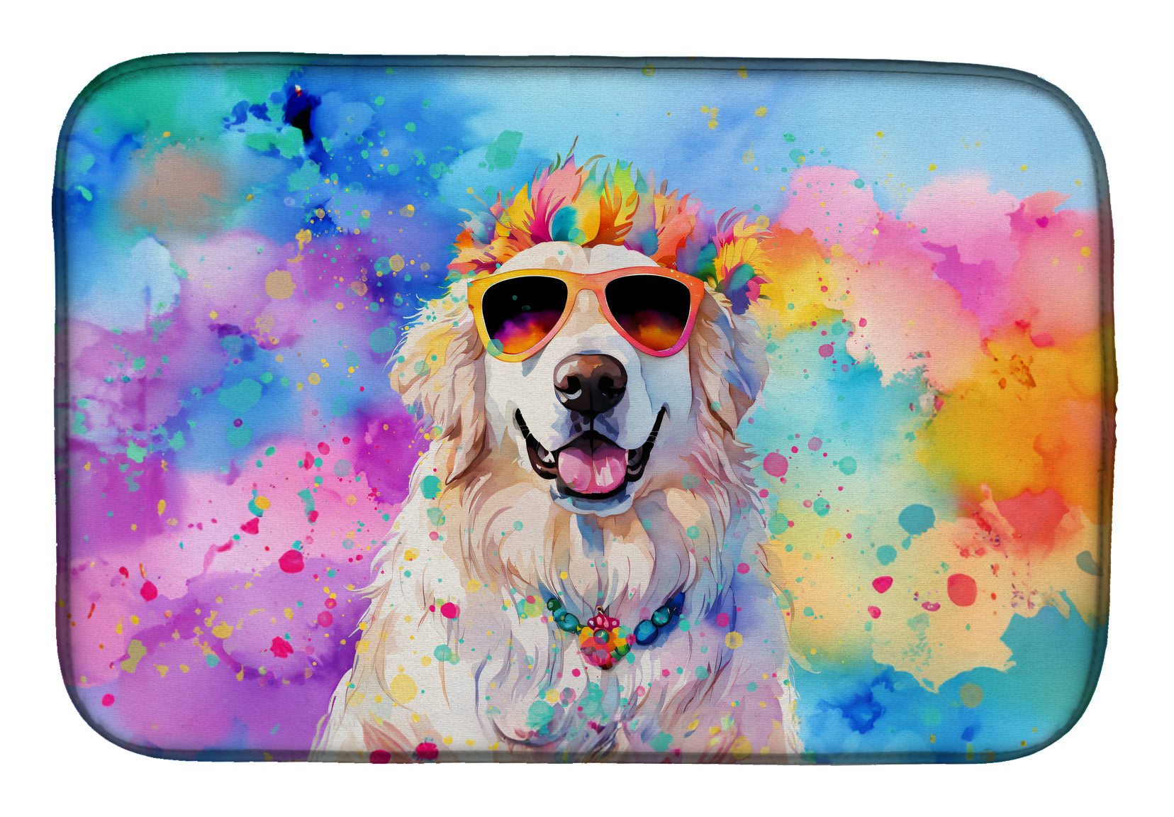 Caroline's Treasures Great Pyrenees Hippie Dawg Dish Drying Mat