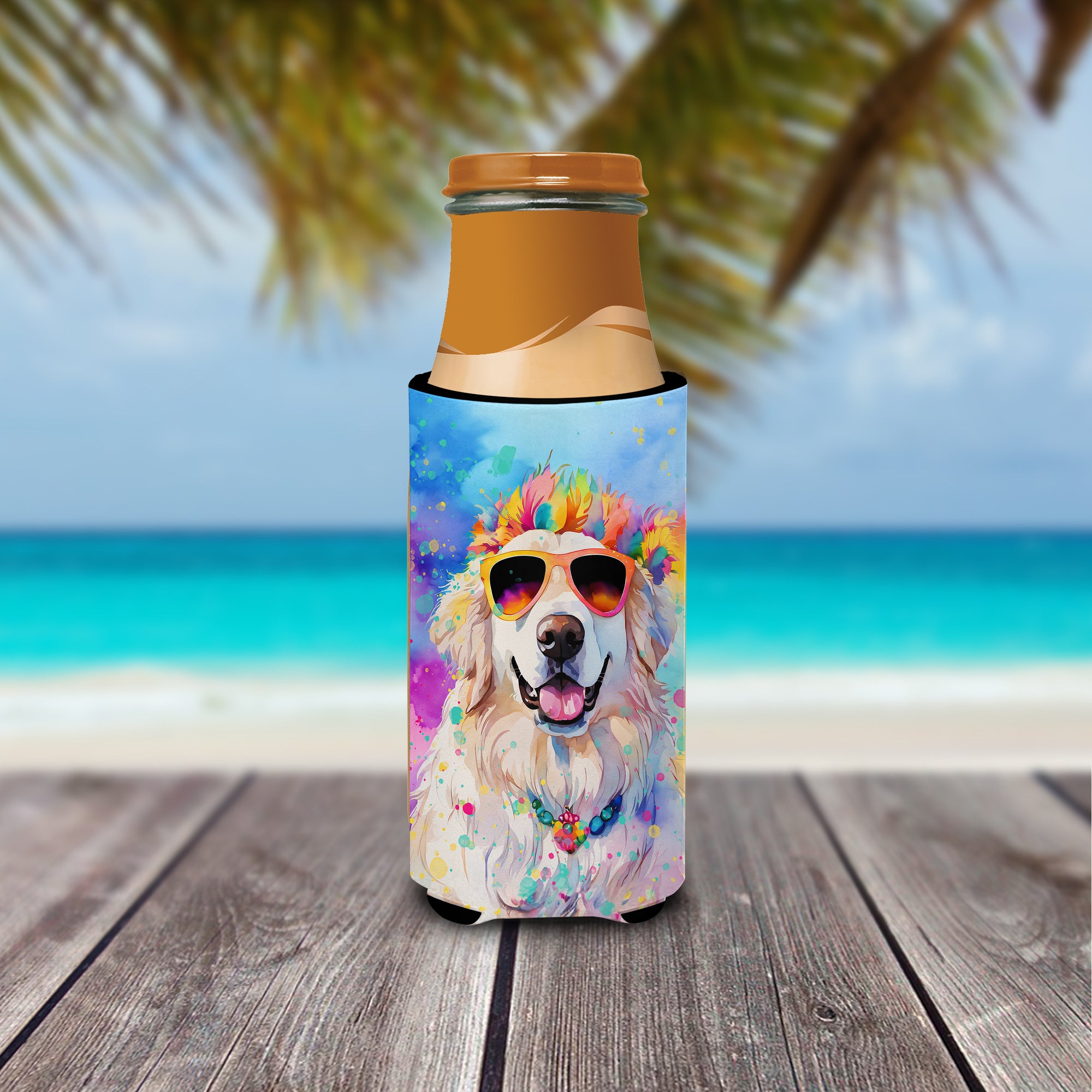 Great Pyrenees Hippie Dawg Hugger for Ultra Slim Cans