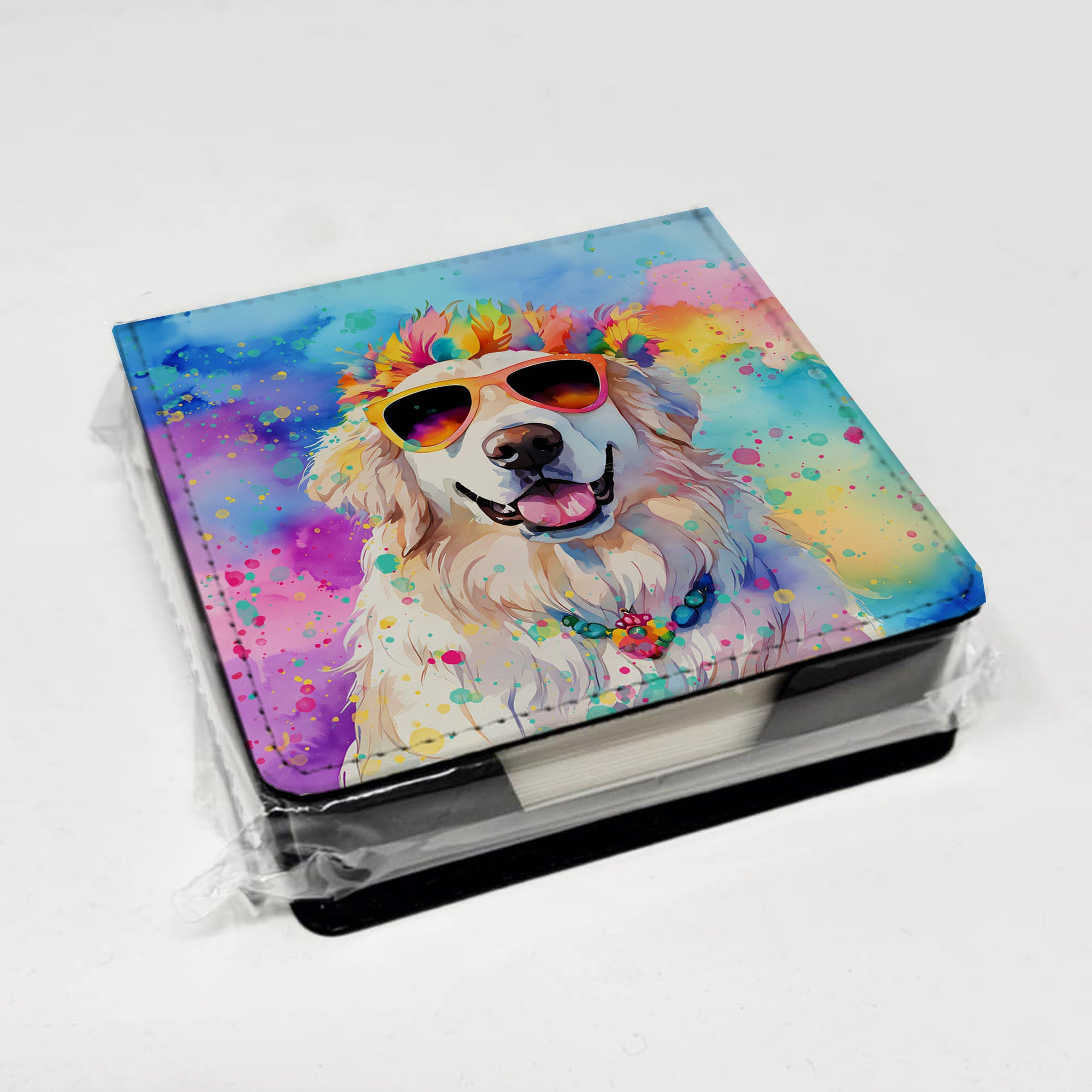 Caroline's Treasures Great Pyrenees Hippie Dawg PU Leather Note Paper Holder