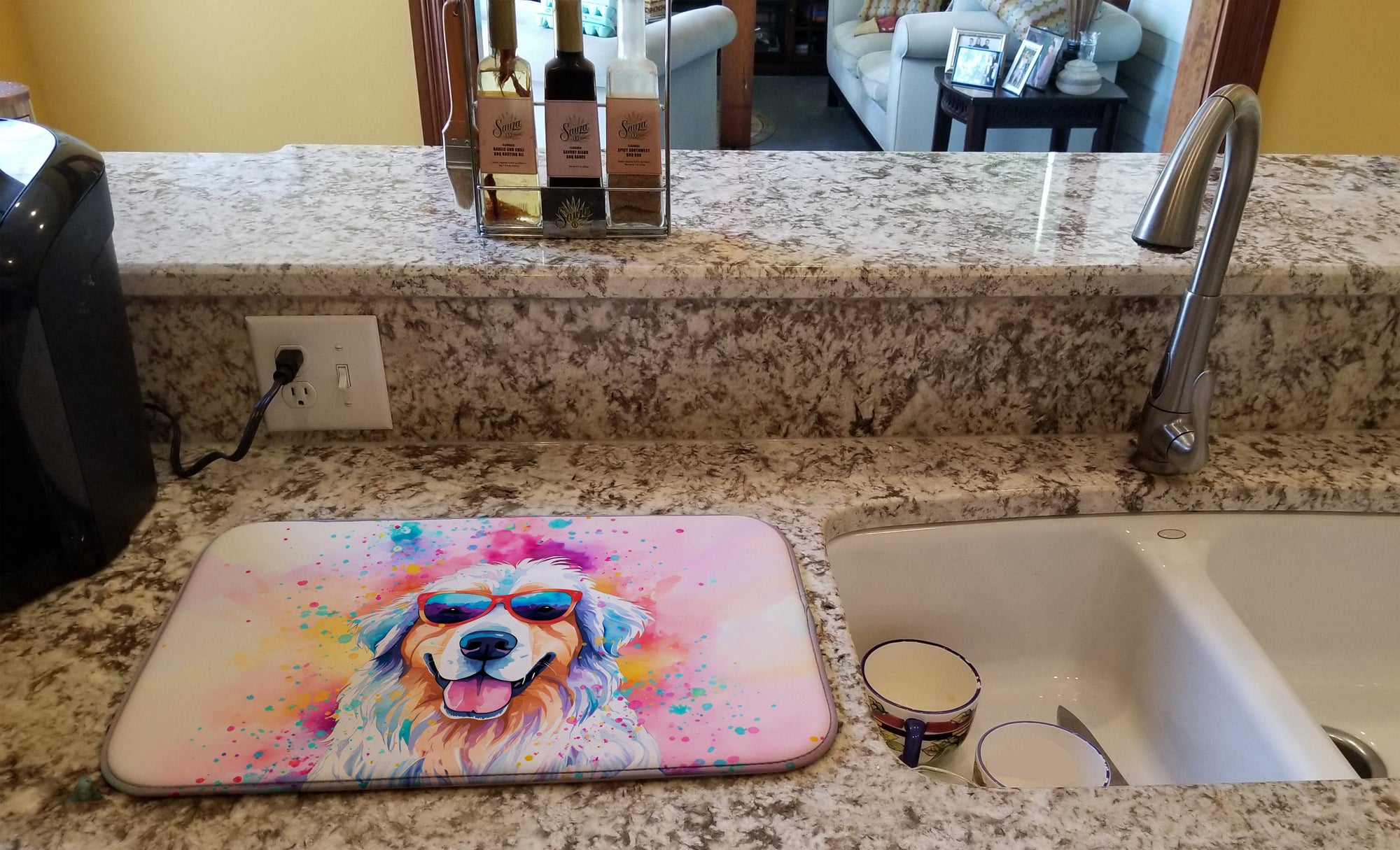 Caroline's Treasures Great Pyrenees Hippie Dawg Dish Drying Mat