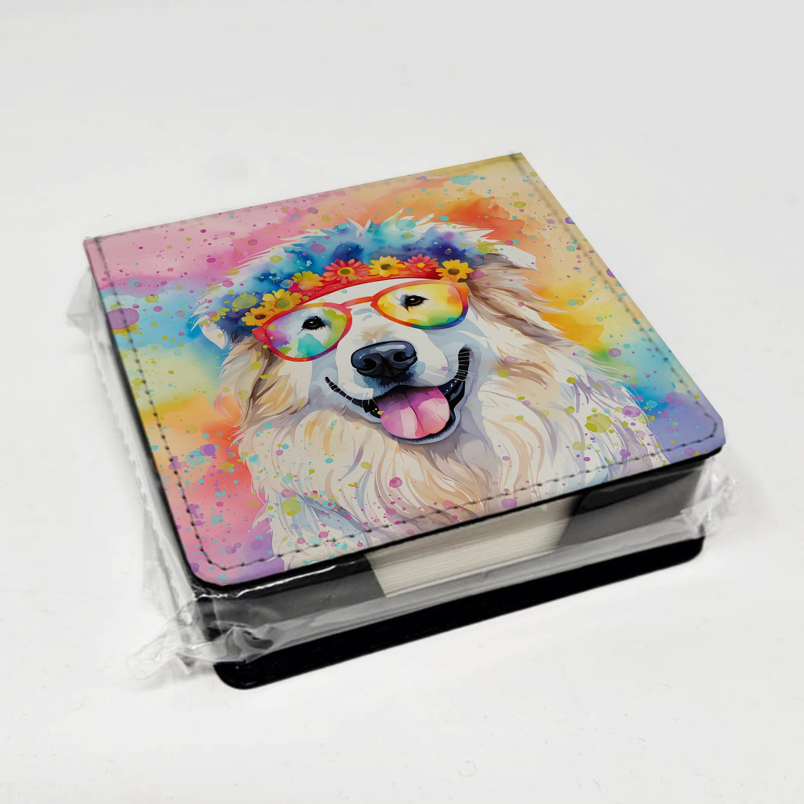 Caroline's Treasures Great Pyrenees Hippie Dawg PU Leather Note Paper Holder