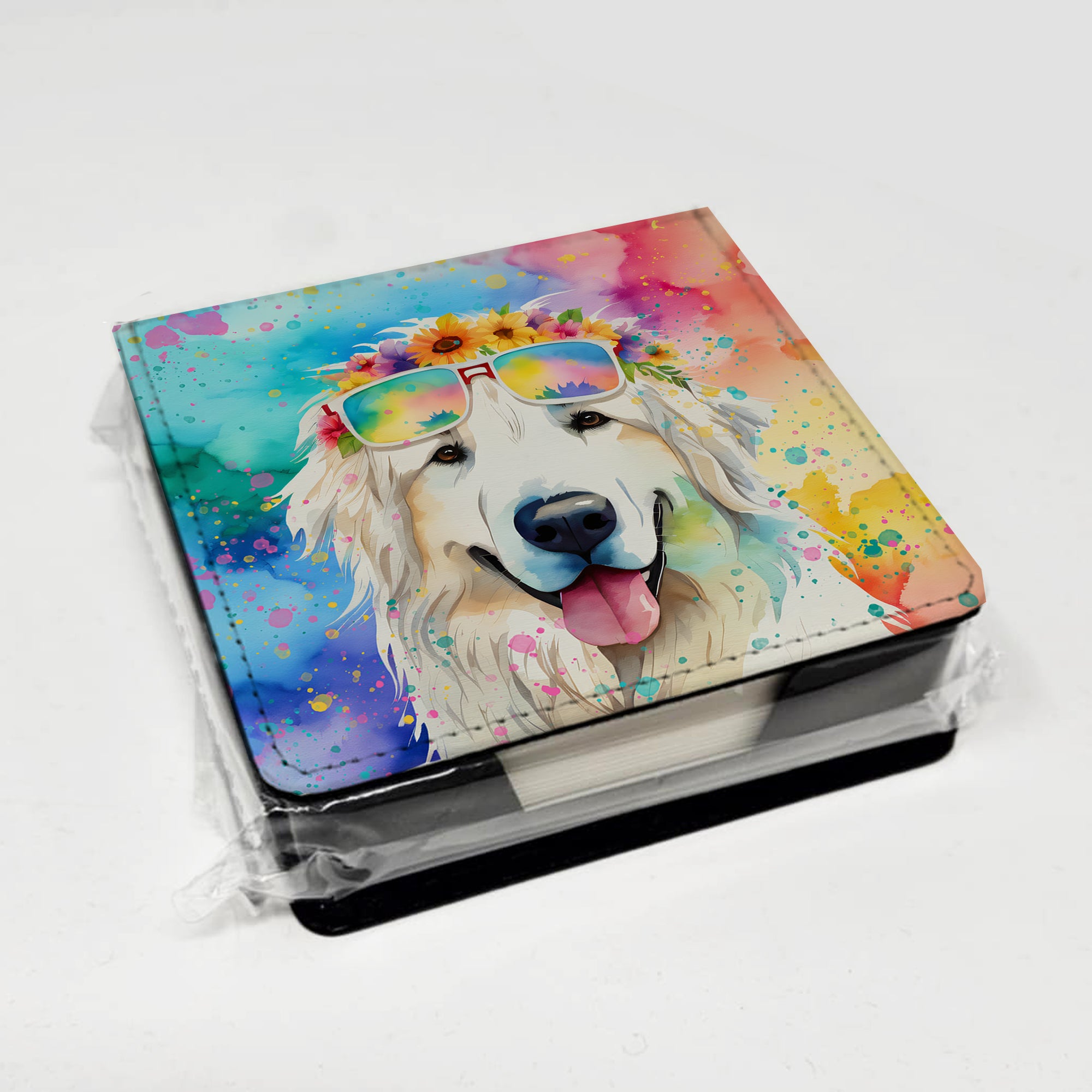 Caroline's Treasures Great Pyrenees Hippie Dawg PU Leather Note Paper Holder