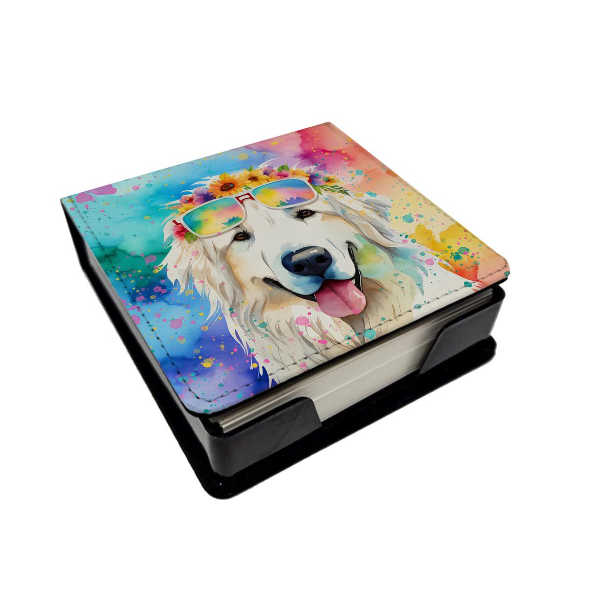 Caroline's Treasures Great Pyrenees Hippie Dawg PU Leather Note Paper Holder