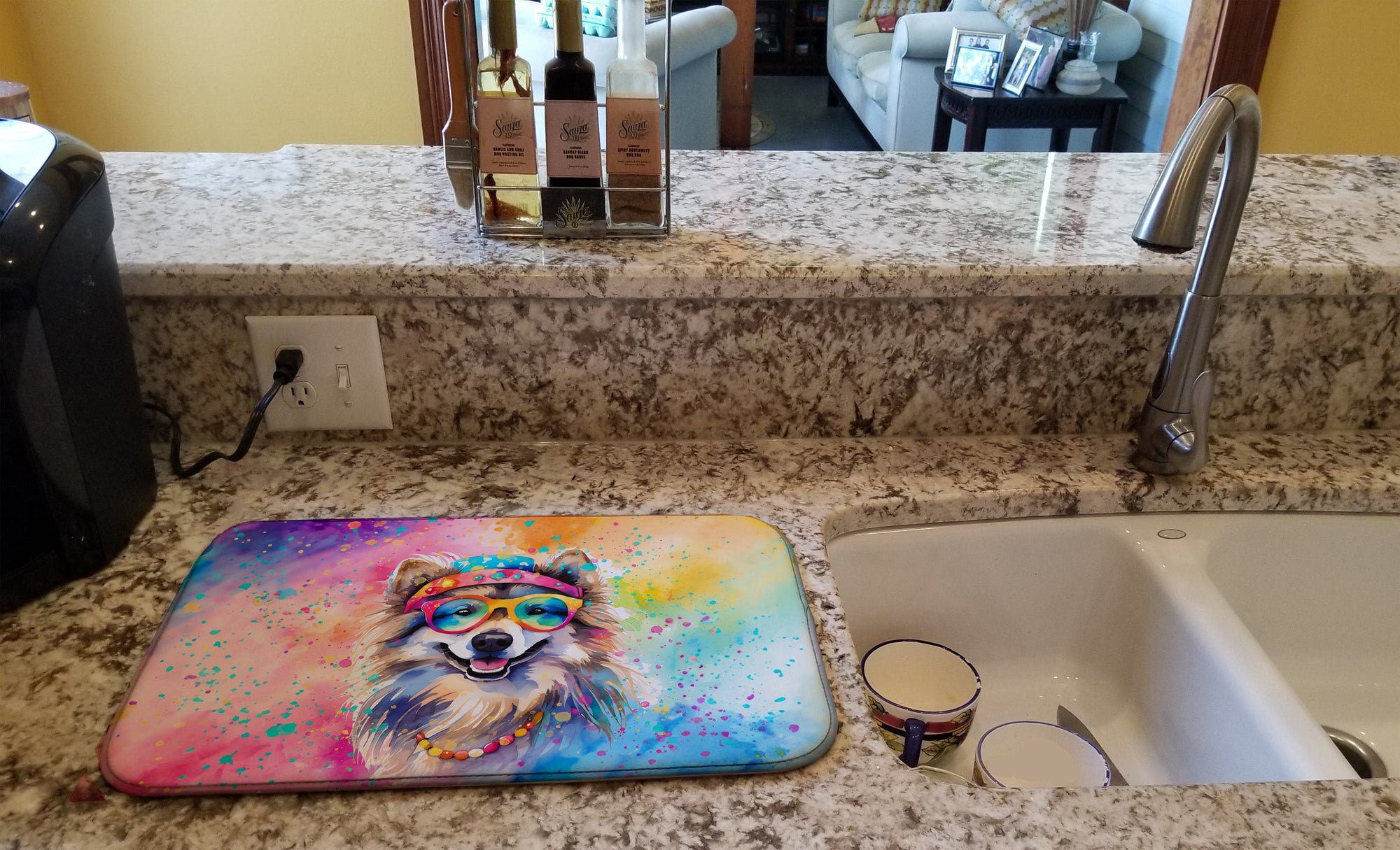 Caroline's Treasures Keeshond Hippie Dawg Dish Drying Mat