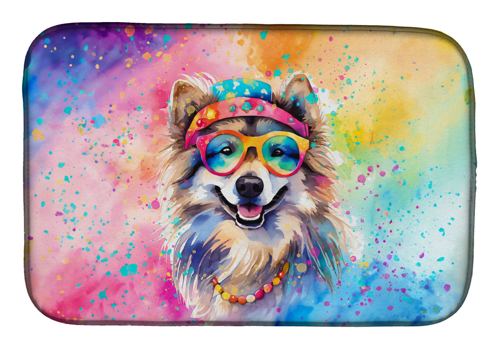 Caroline's Treasures Keeshond Hippie Dawg Dish Drying Mat