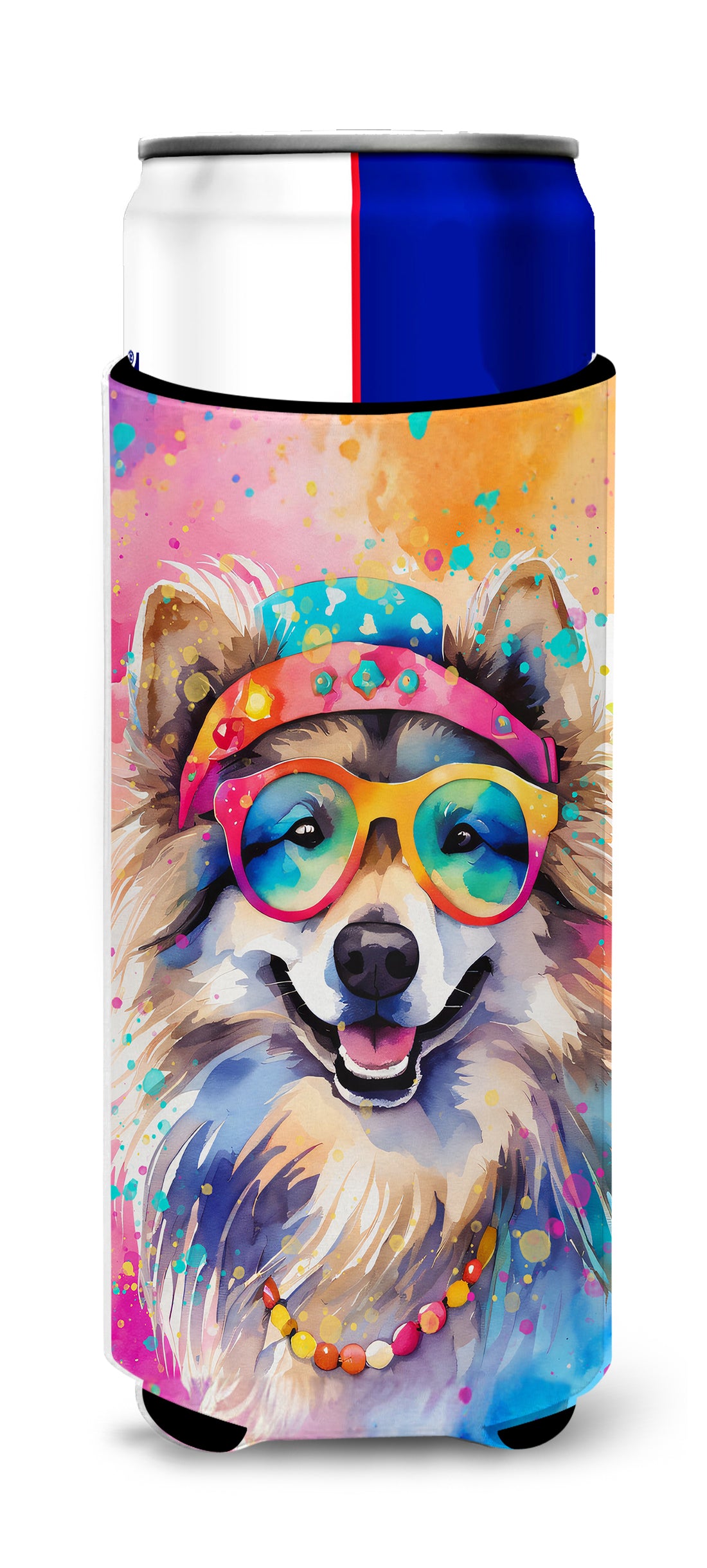 Buy this Keeshond Hippie Dawg Hugger for Ultra Slim Cans