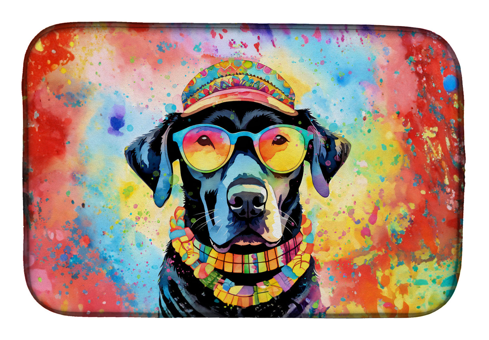 Caroline's Treasures Black Labrador Hippie Dawg Dish Drying Mat