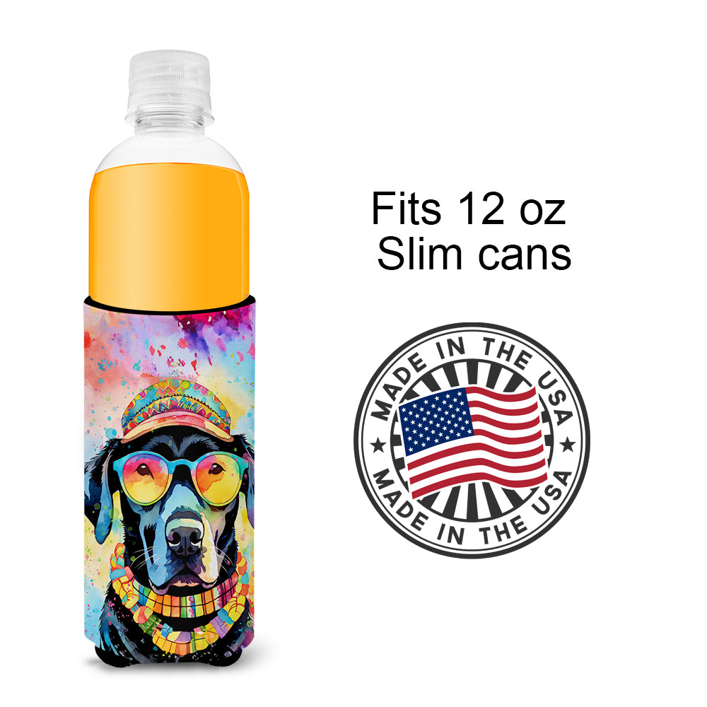 Black Labrador Hippie Dawg Hugger for Ultra Slim Cans