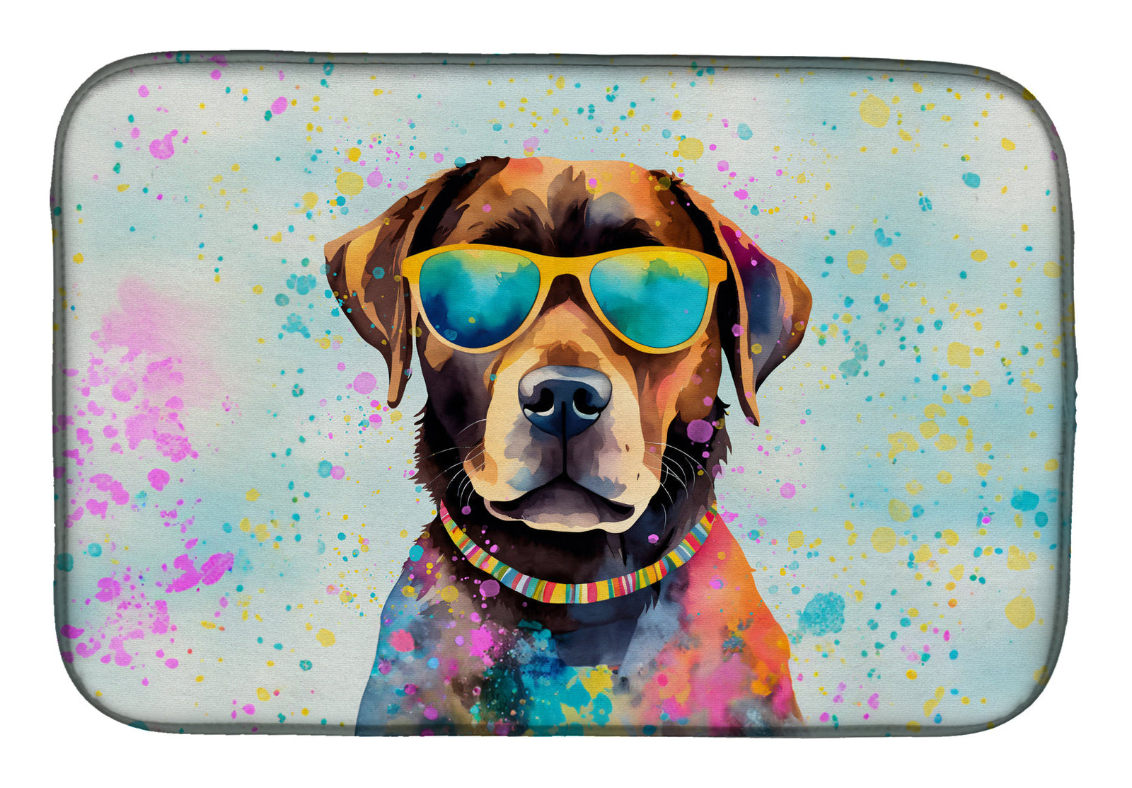 Caroline's Treasures Chocolate Labrador Hippie Dawg Dish Drying Mat