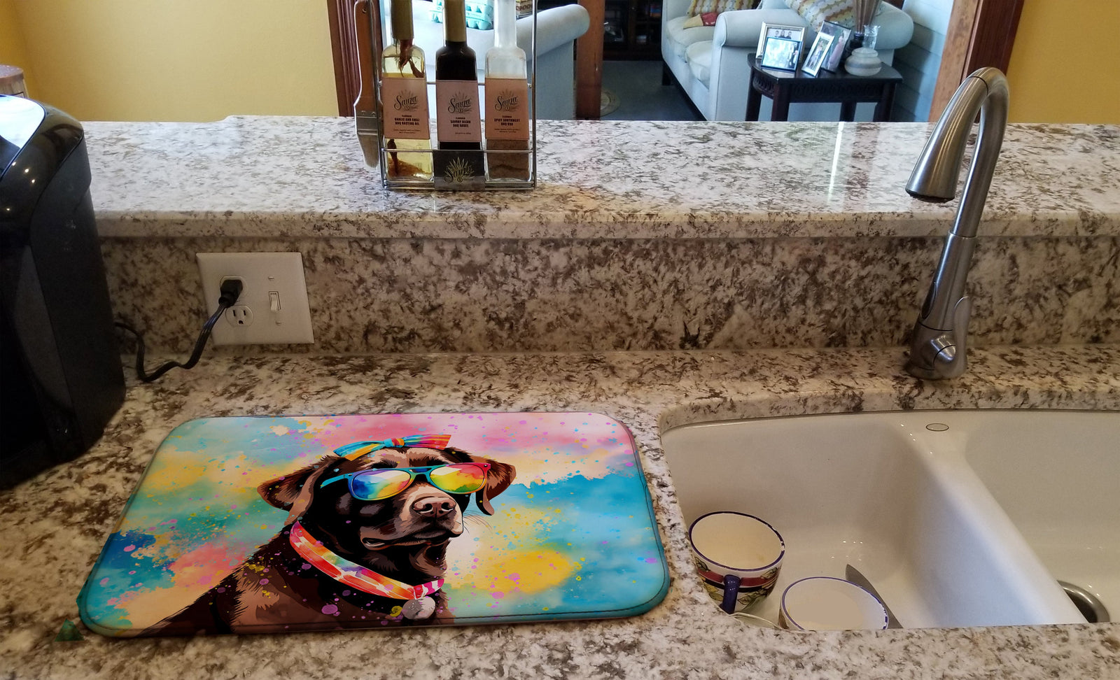 Caroline's Treasures Chocolate Labrador Hippie Dawg Dish Drying Mat