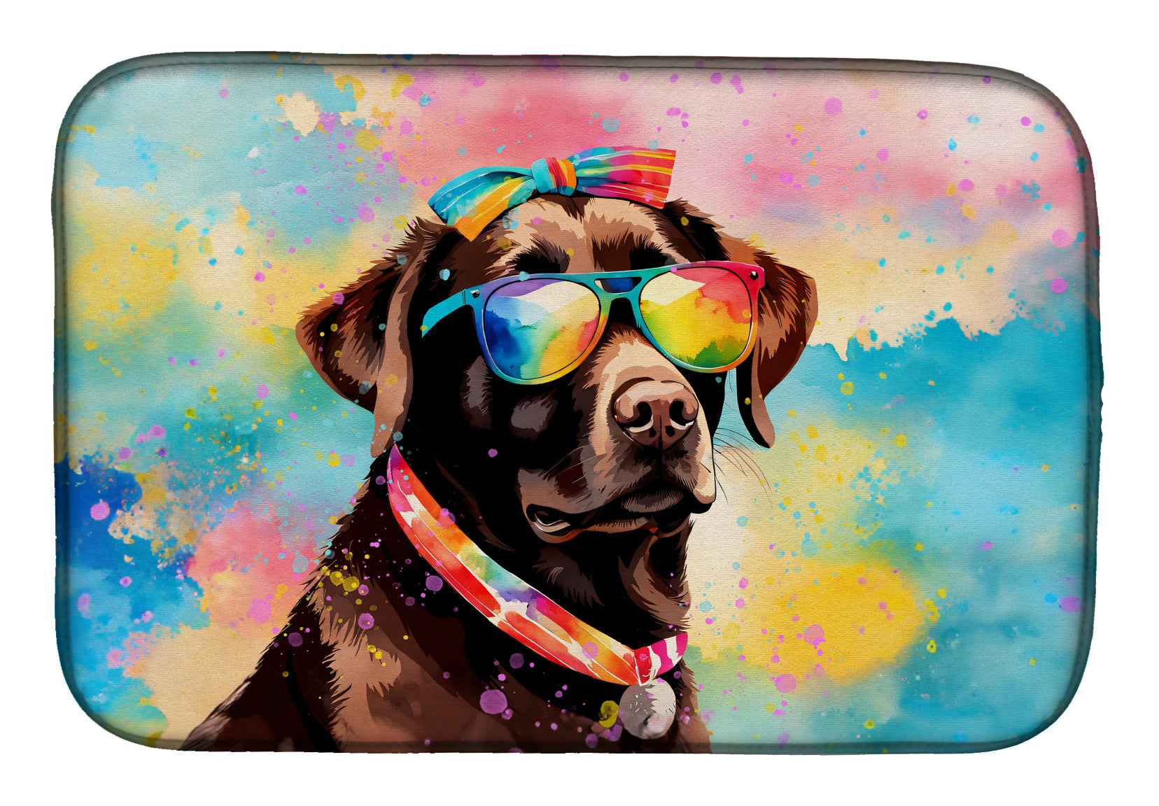 Caroline's Treasures Chocolate Labrador Hippie Dawg Dish Drying Mat