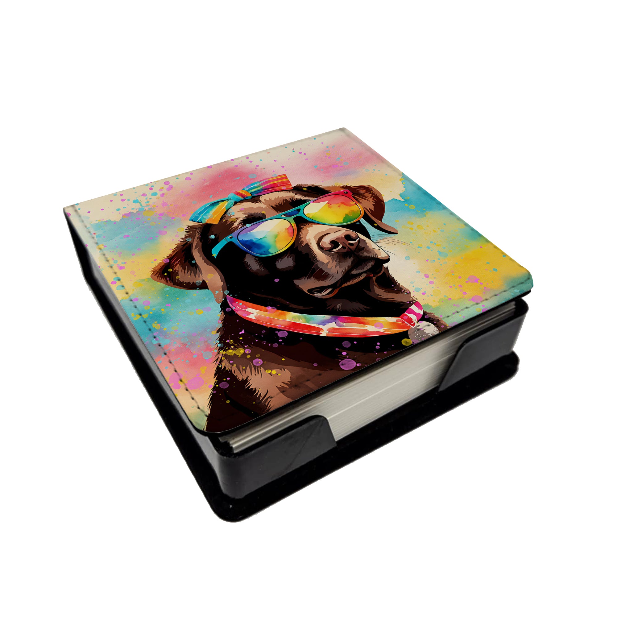 Caroline's Treasures Chocolate Labrador Hippie Dawg PU Leather Note Paper Holder