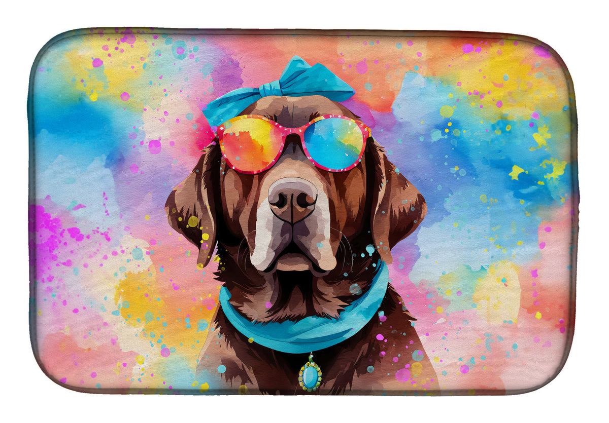 Caroline's Treasures Chocolate Labrador Hippie Dawg Dish Drying Mat