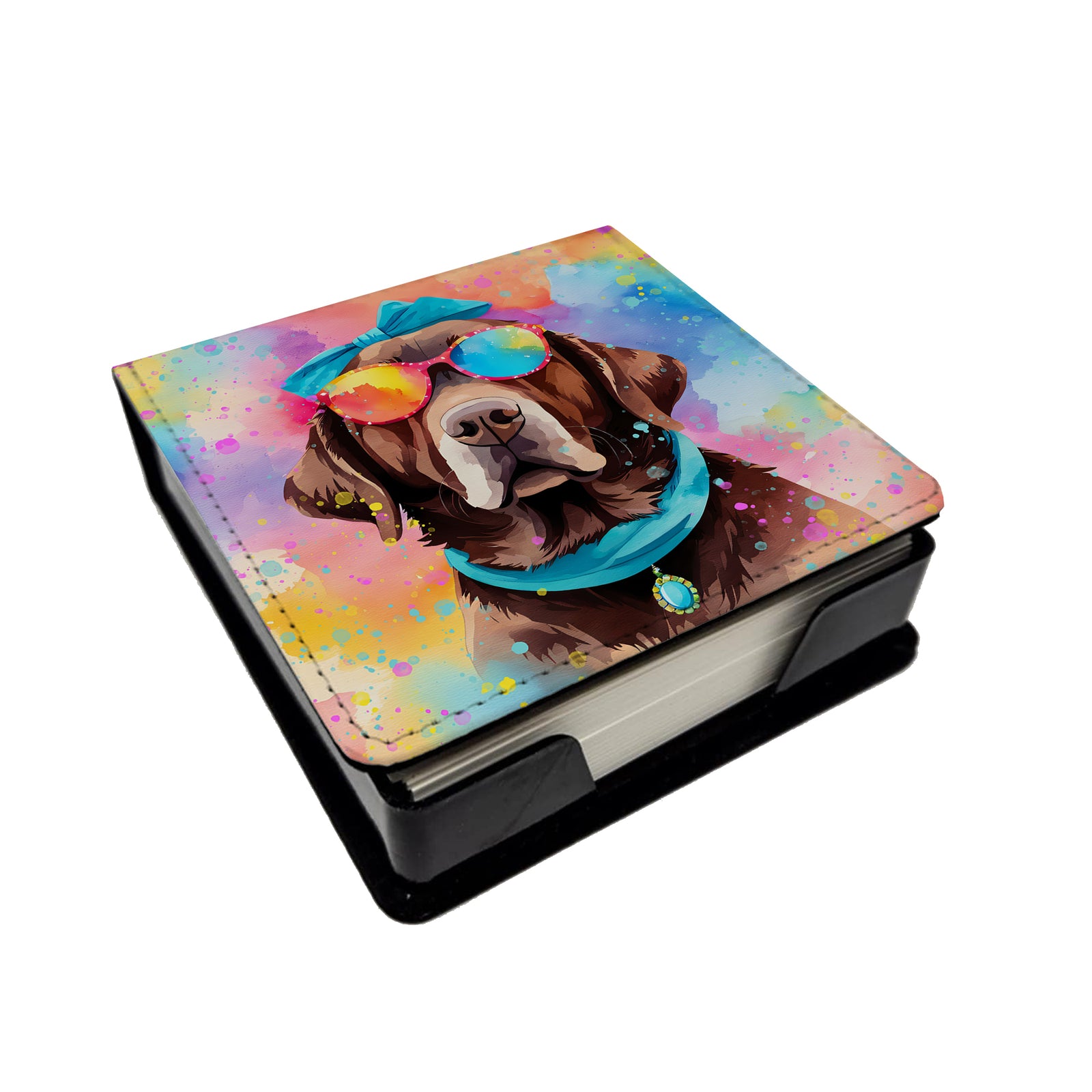 Caroline's Treasures Chocolate Labrador Hippie Dawg PU Leather Note Paper Holder