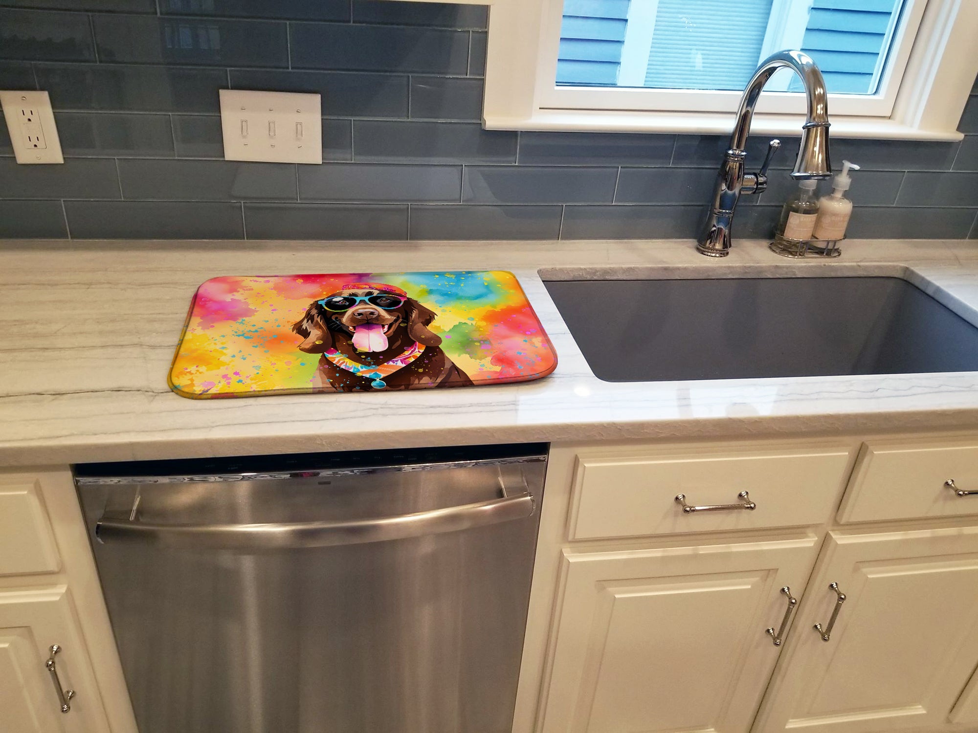 Caroline's Treasures Chocolate Labrador Hippie Dawg Dish Drying Mat