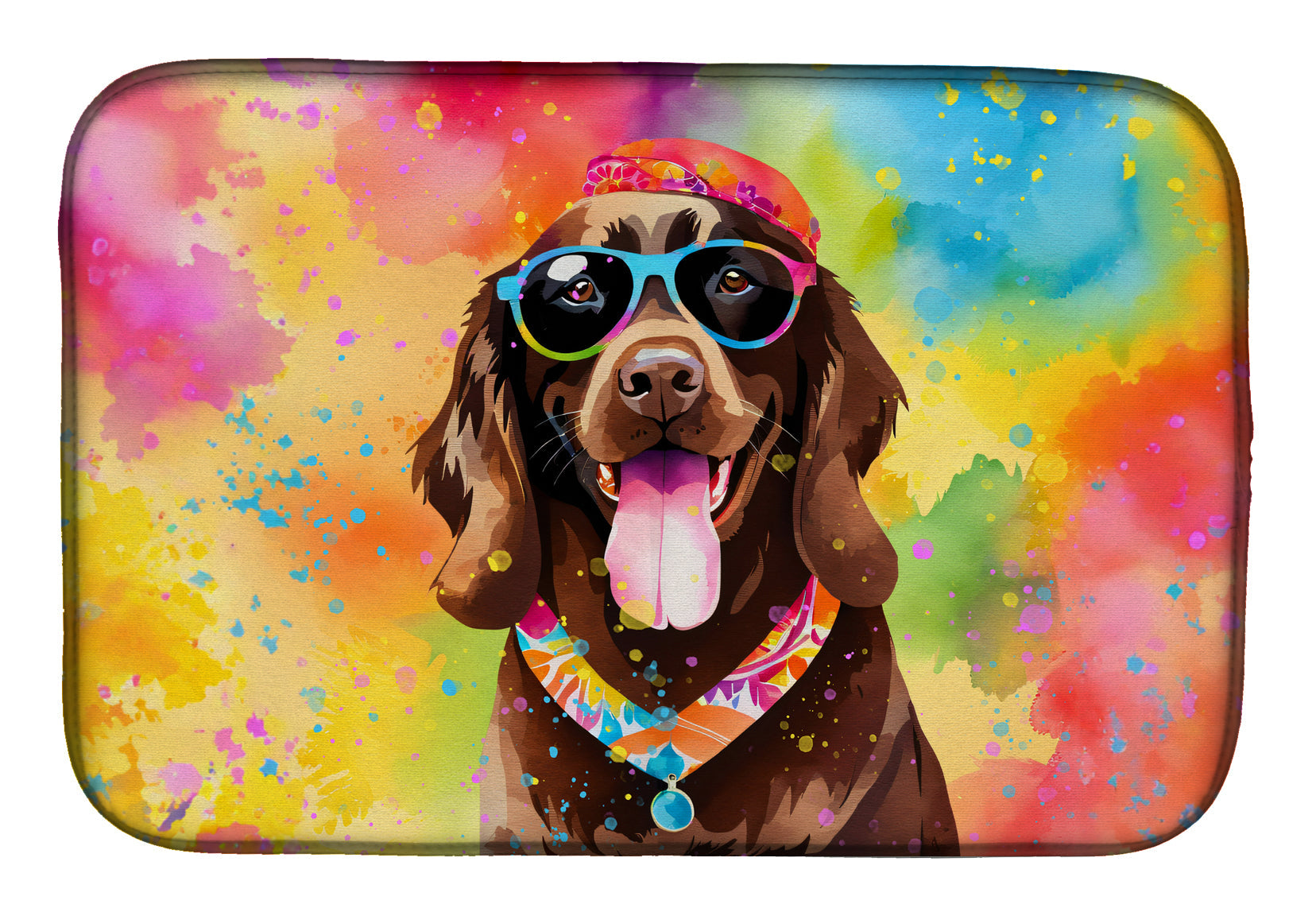 Caroline's Treasures Chocolate Labrador Hippie Dawg Dish Drying Mat