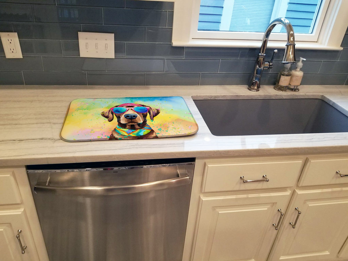 Caroline's Treasures Chocolate Labrador Hippie Dawg Dish Drying Mat
