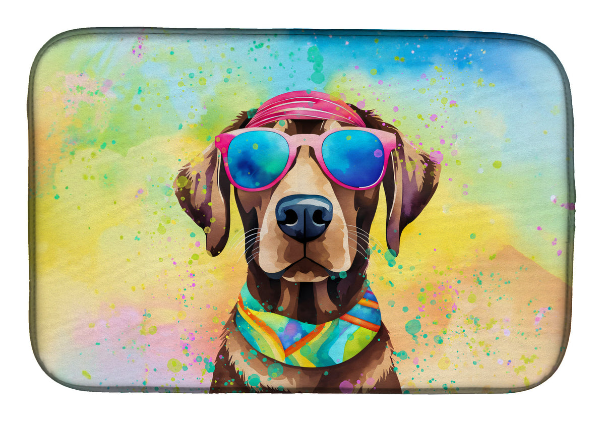 Caroline's Treasures Chocolate Labrador Hippie Dawg Dish Drying Mat