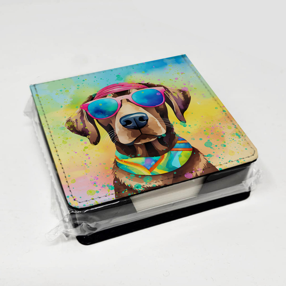 Caroline's Treasures Chocolate Labrador Hippie Dawg PU Leather Note Paper Holder